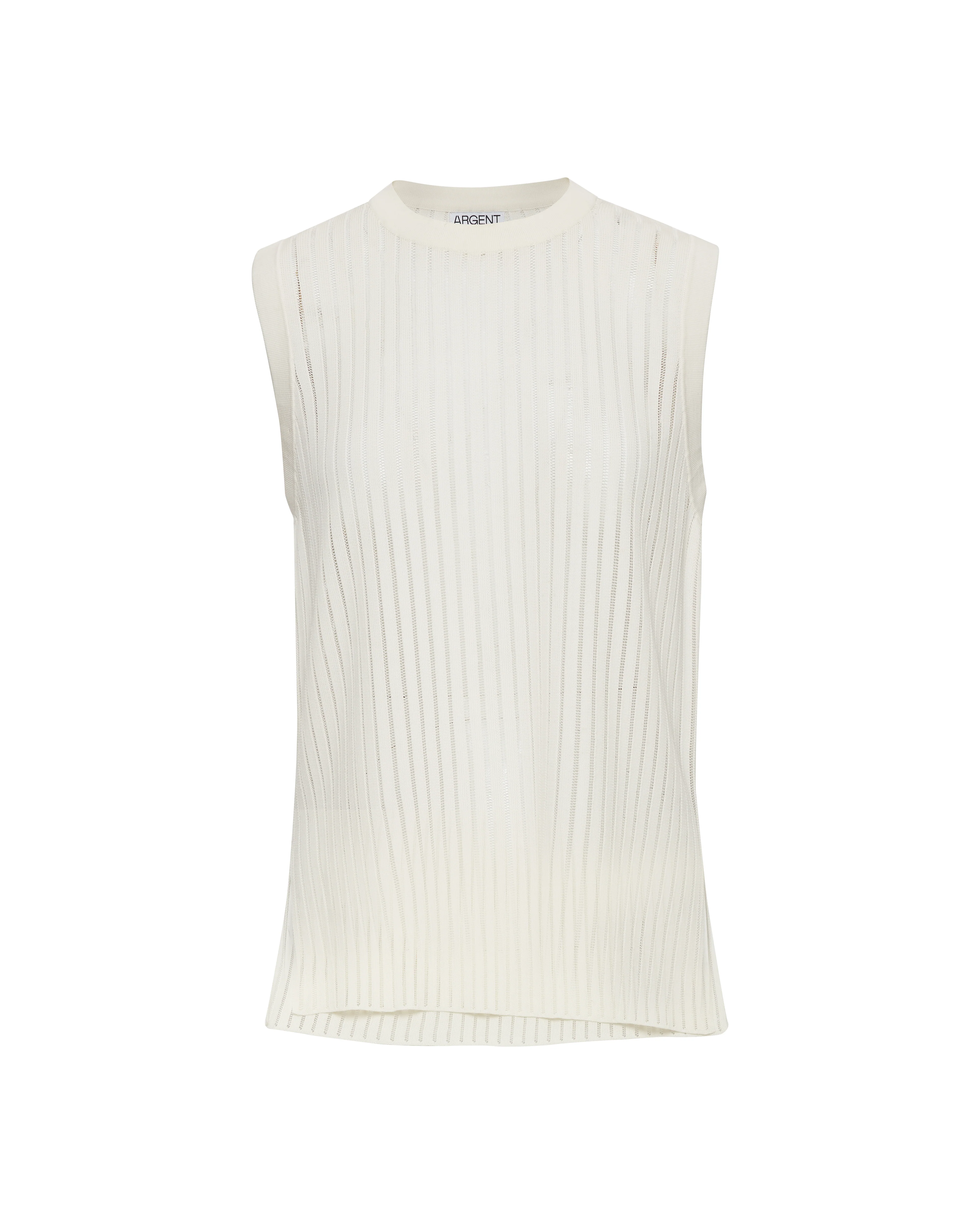 Sleeveless Stretch Crew in Mercerized Cotton | White - Image 5