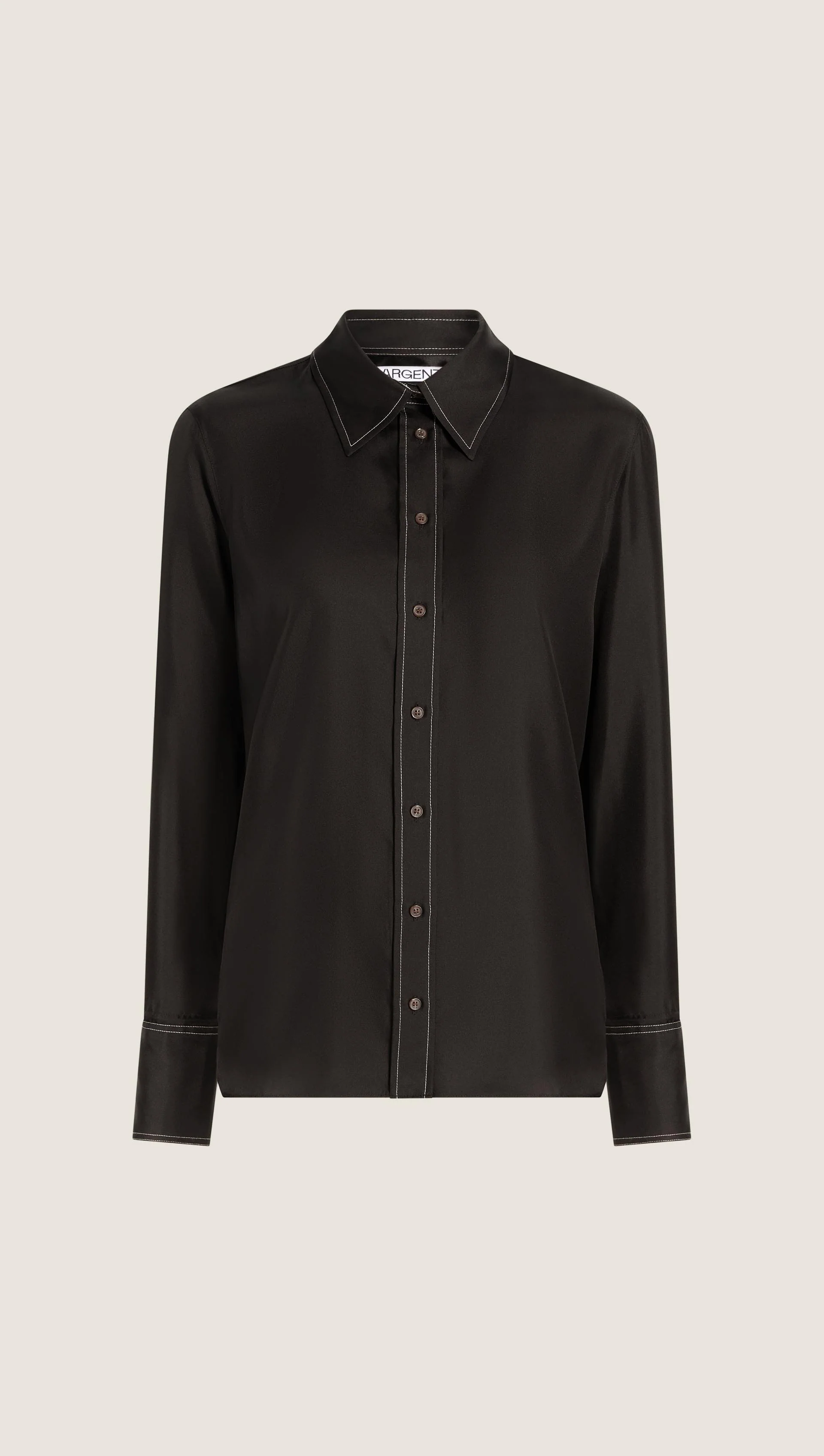 Slim Blouse in Silk Twill | Black - Image 7