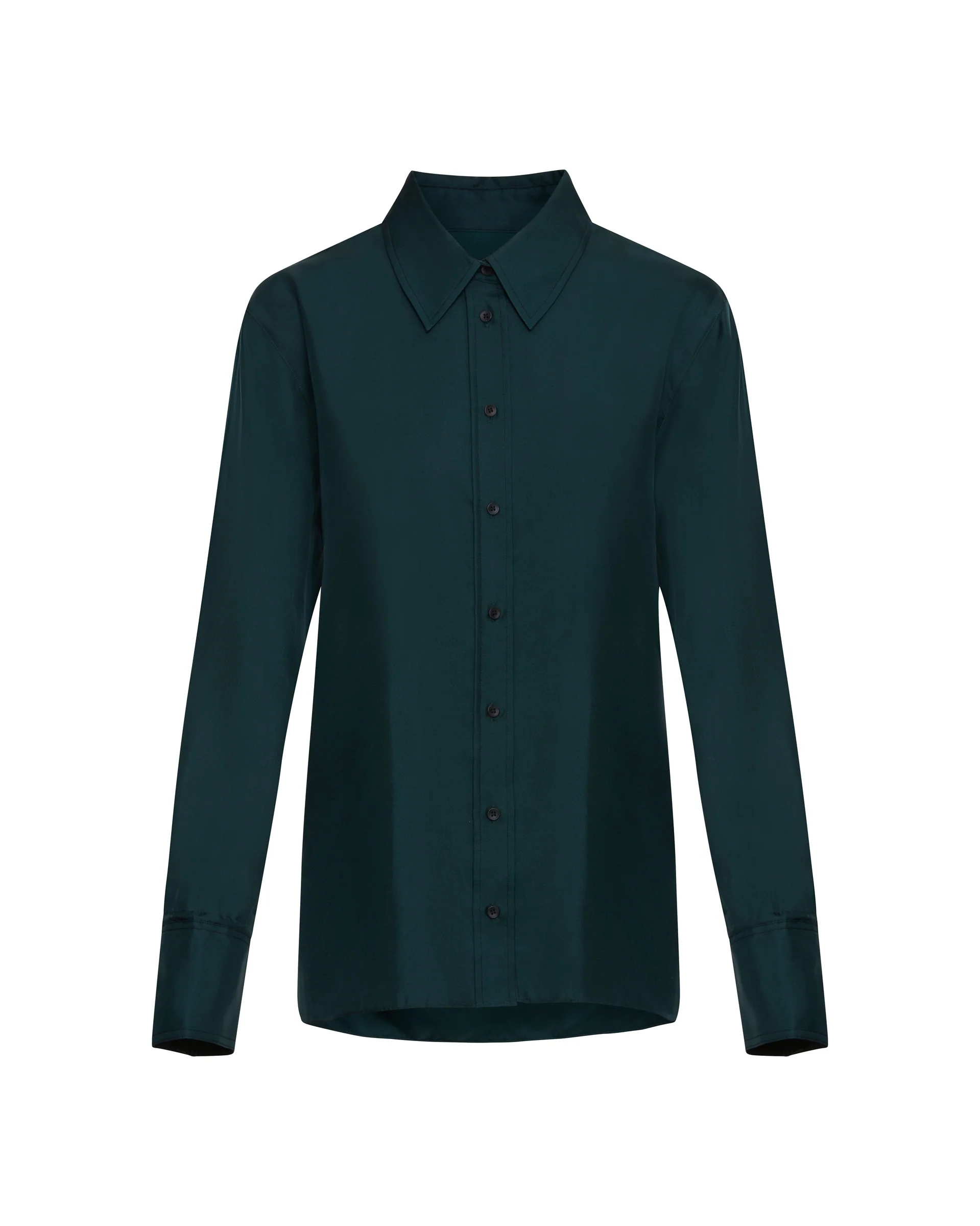 Slim Blouse in Silk Twill | Forest - Image 7