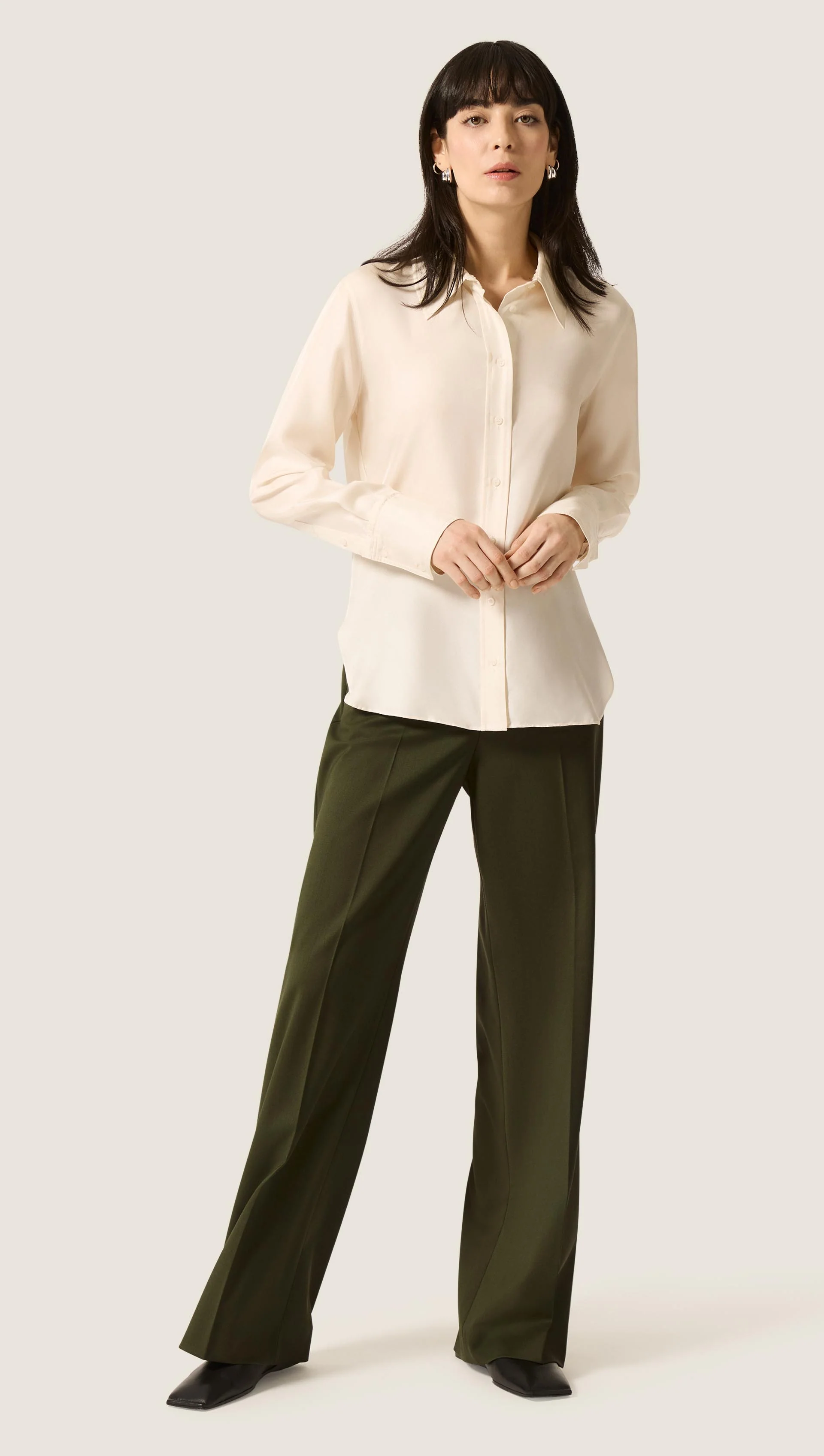 Slim Blouse in Silk Twill | Ivory - Image 3