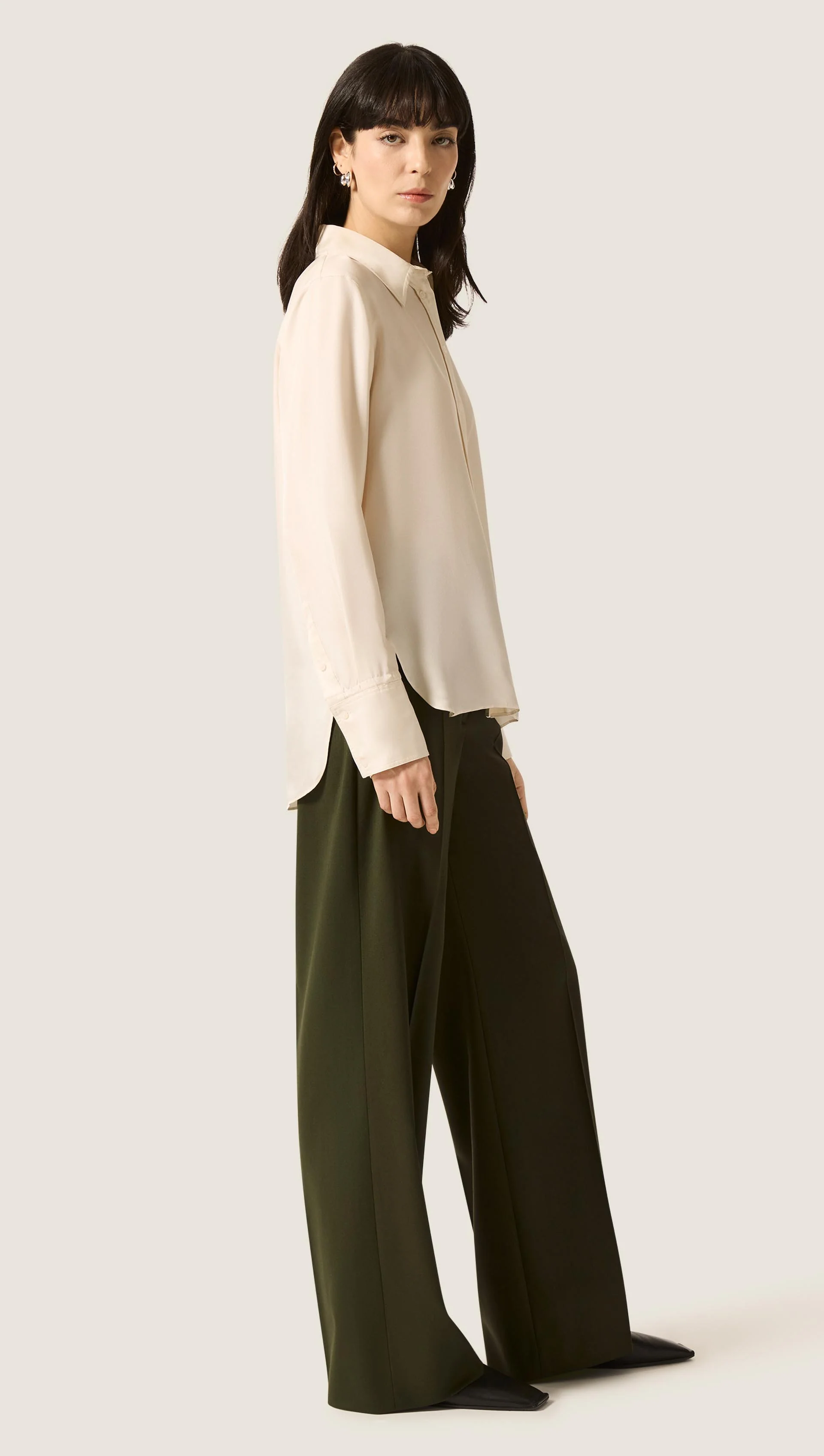 Slim Blouse in Silk Twill | Ivory - Image 5