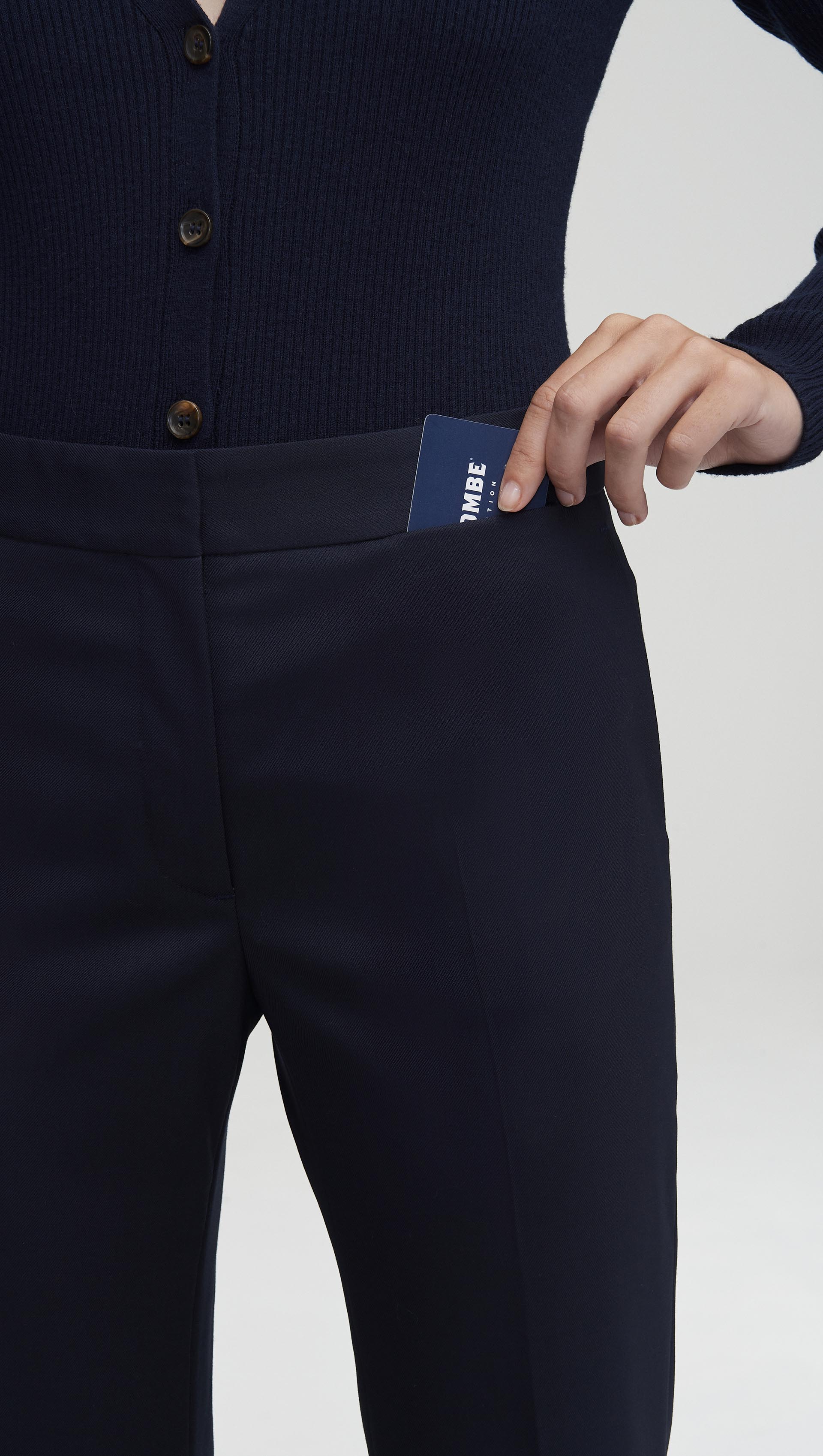 Slim Kick Flare Trouser in Seasonless Wool | Midnight - Image 5