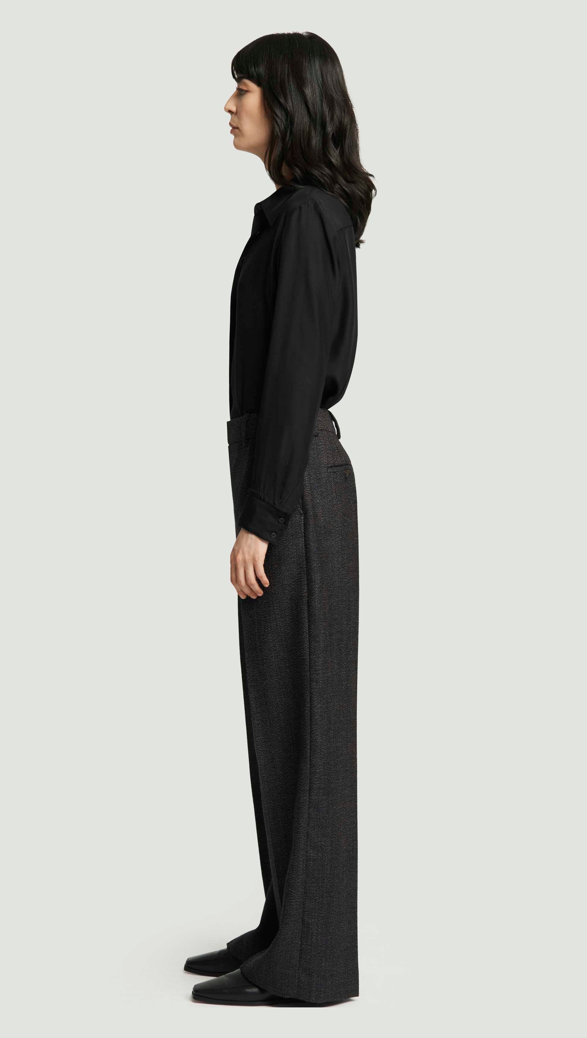 Soho Trouser in Tweed | Chocolate/Blue - Image 3