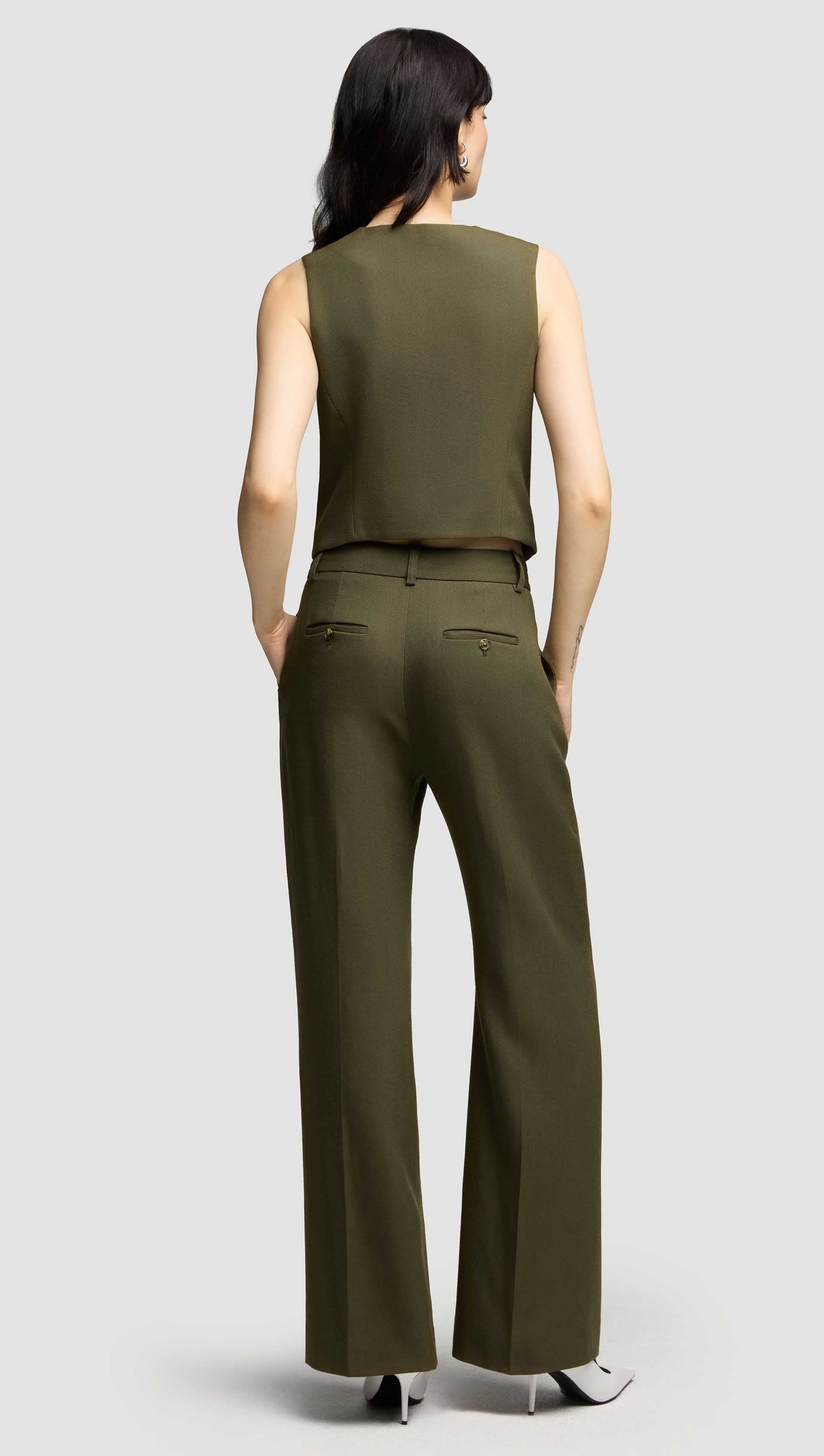 Soho Trouser in Viscose Wool Twill | Olive - Image 4