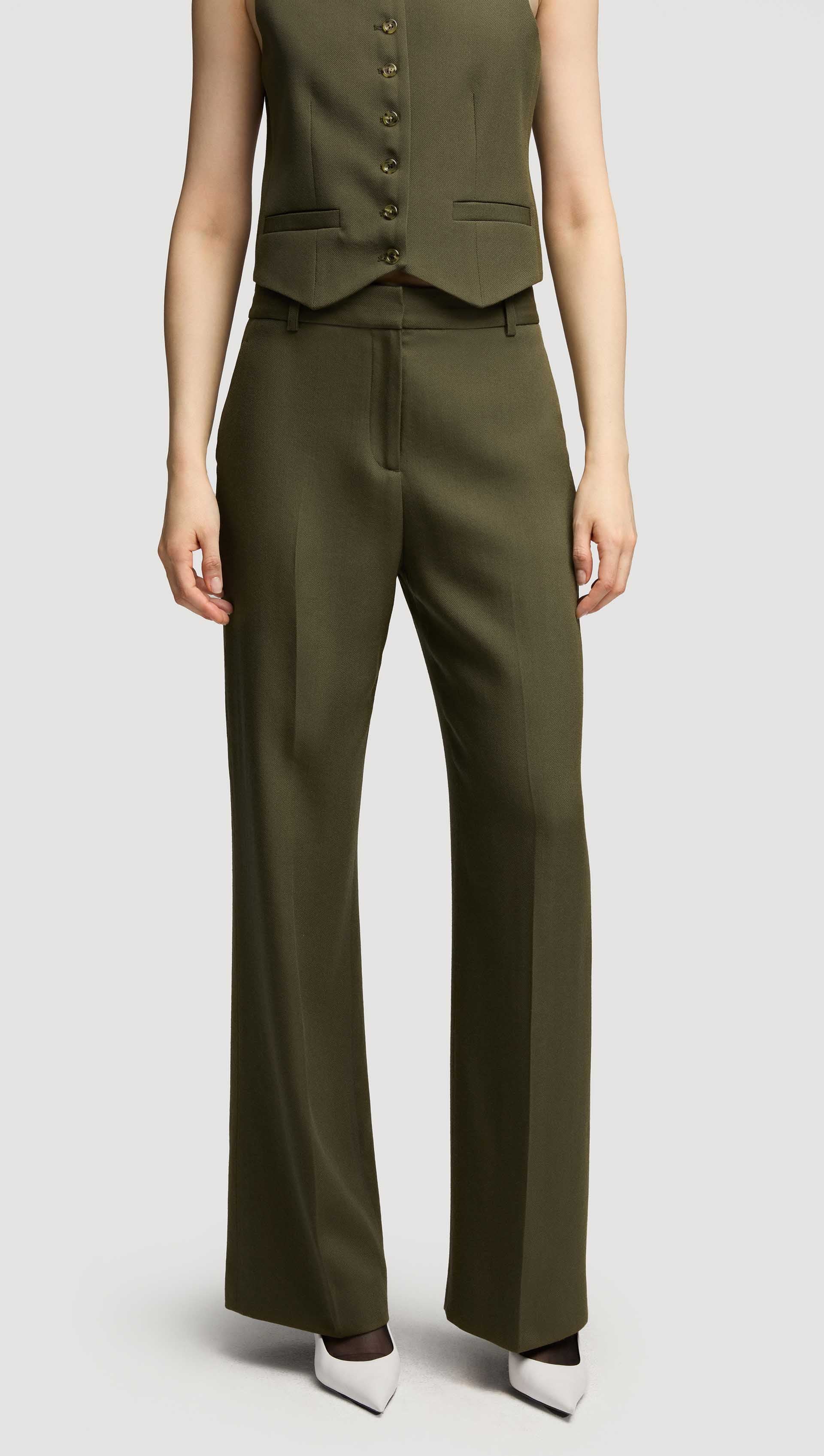 Soho Trouser in Viscose Wool Twill | Olive - Image 5