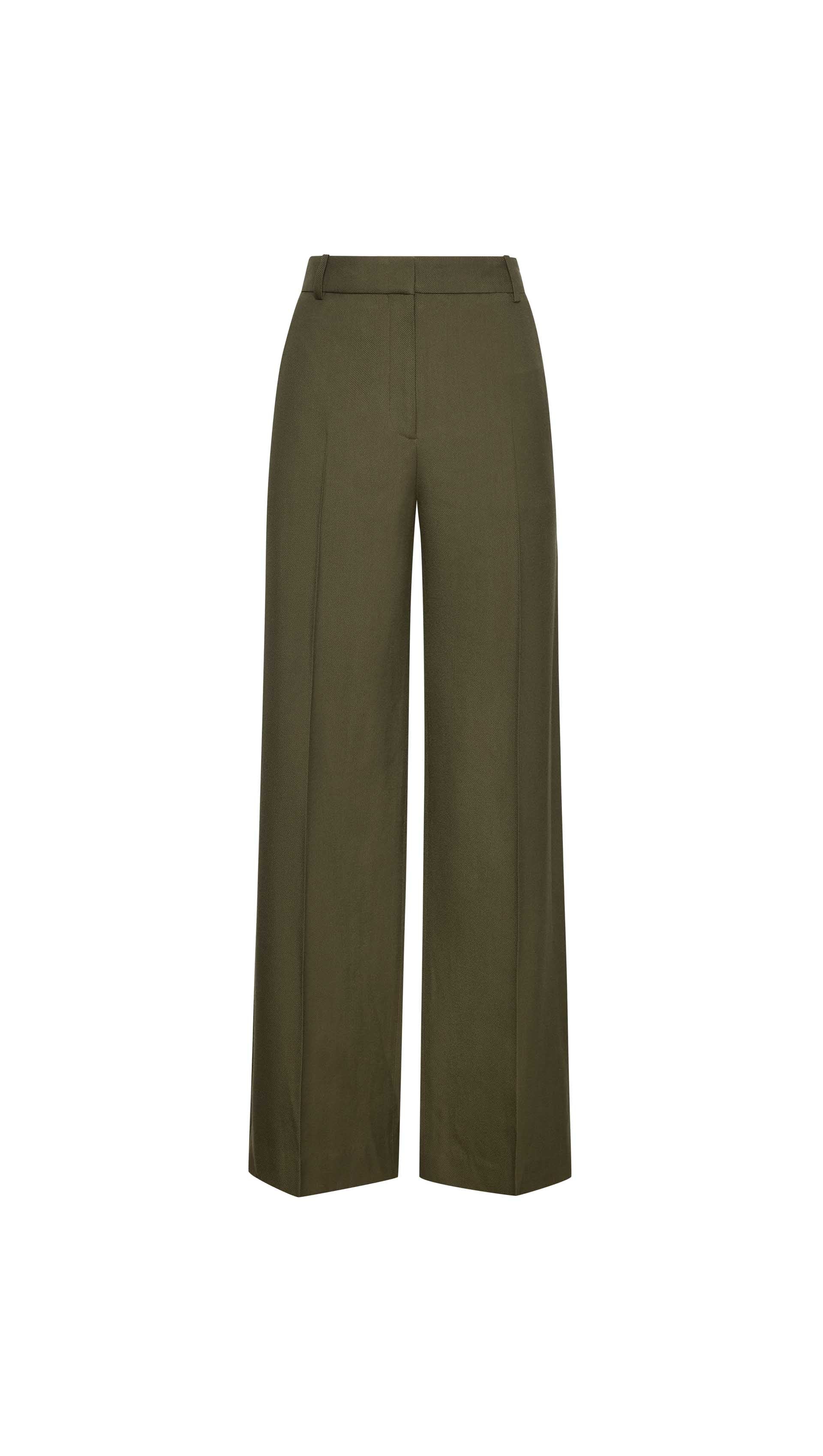 Soho Trouser in Viscose Wool Twill | Olive - Image 7