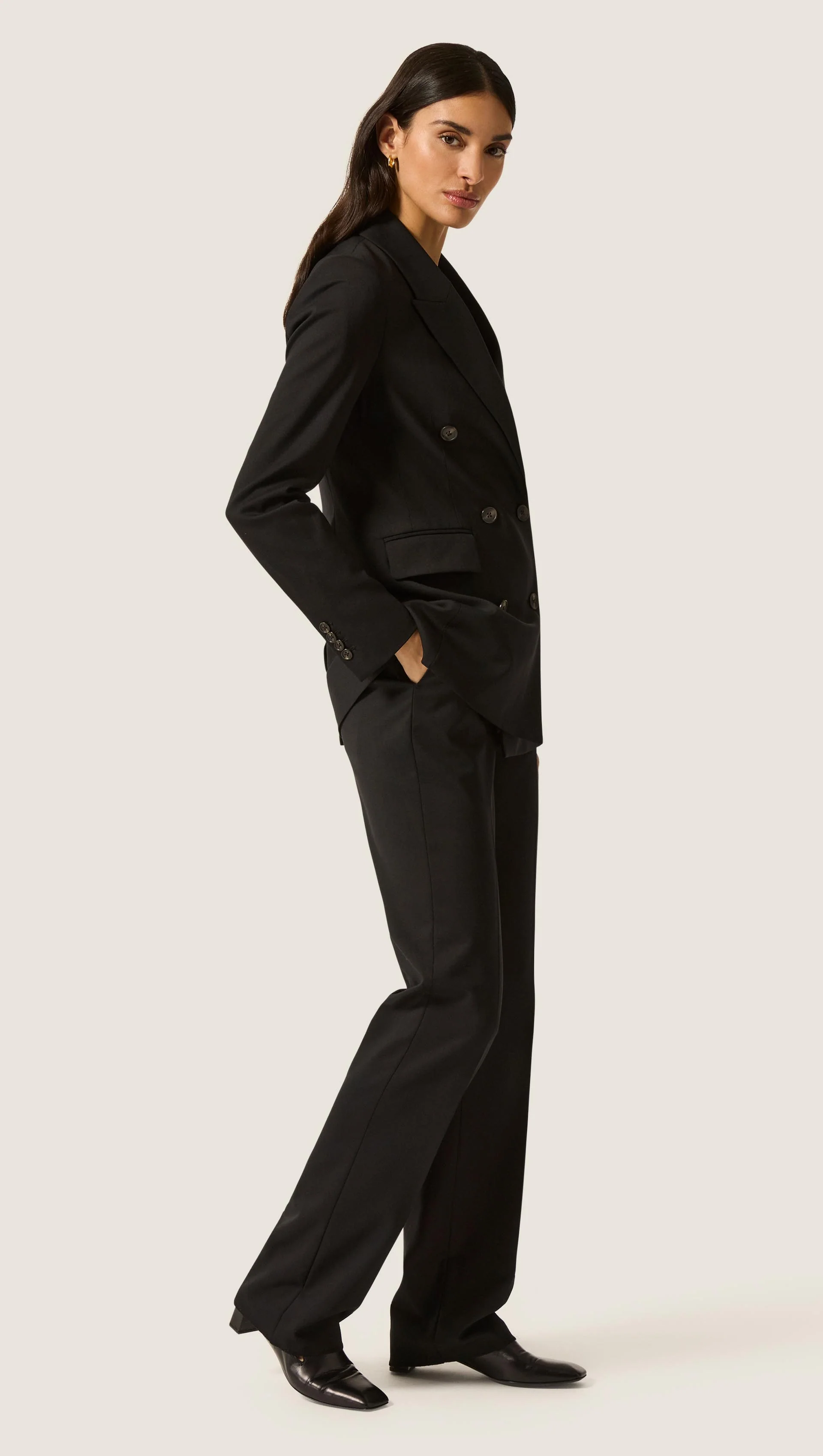Straight Leg Trouser in Seasonless Wool | Black - Image 10