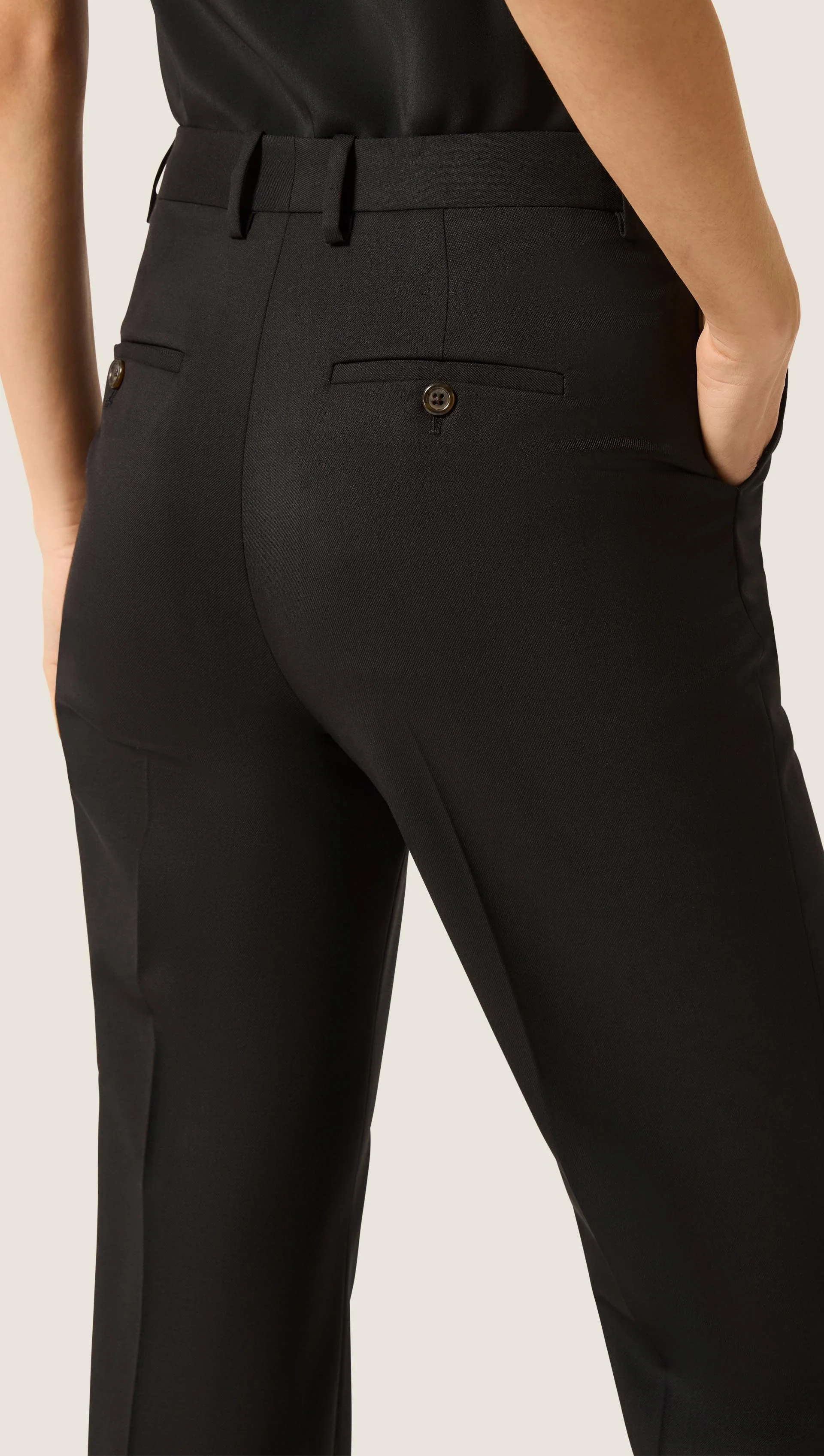 Straight Leg Trouser in Seasonless Wool | Black - Image 3