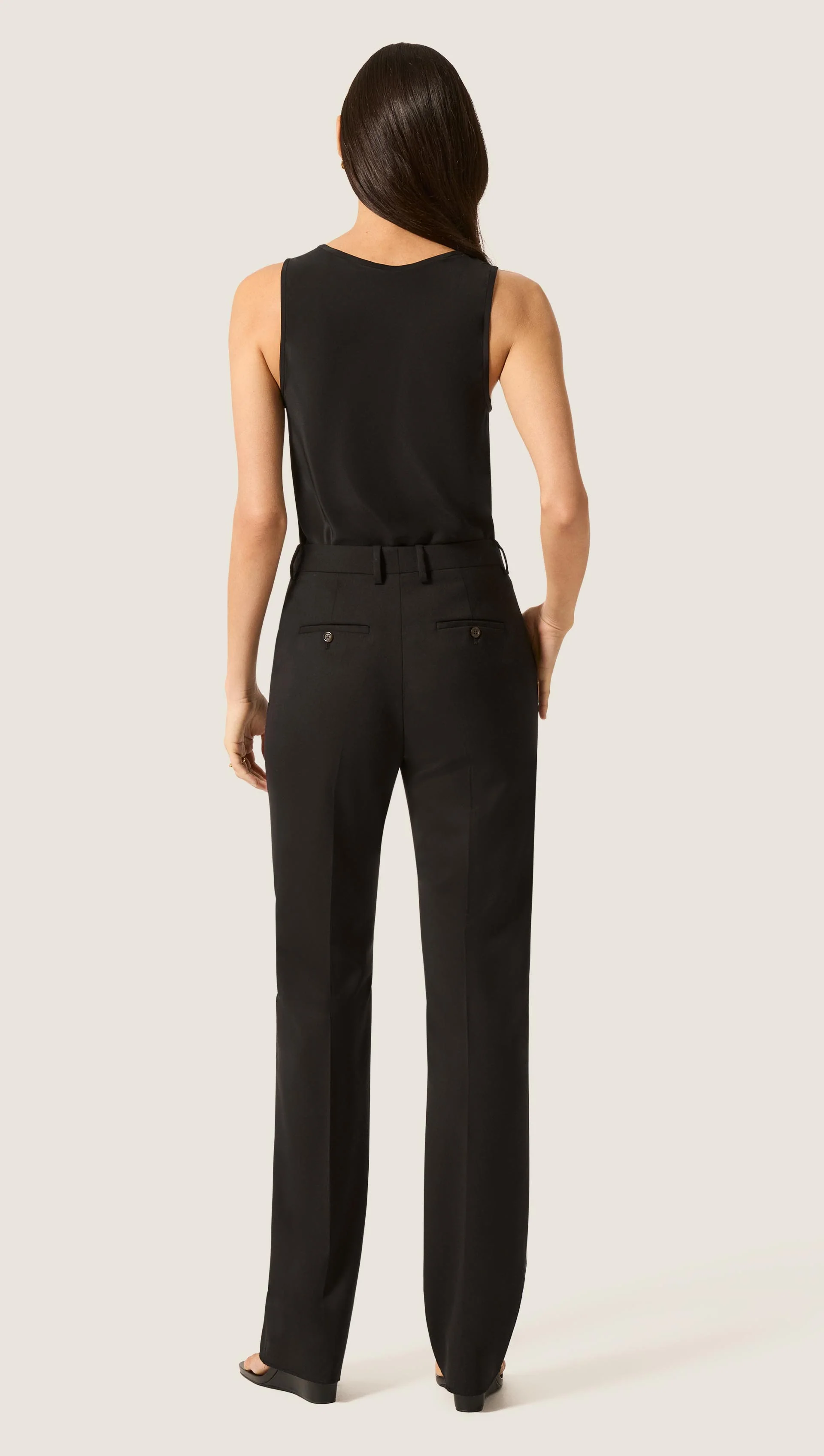 Straight Leg Trouser in Seasonless Wool | Black - Image 5