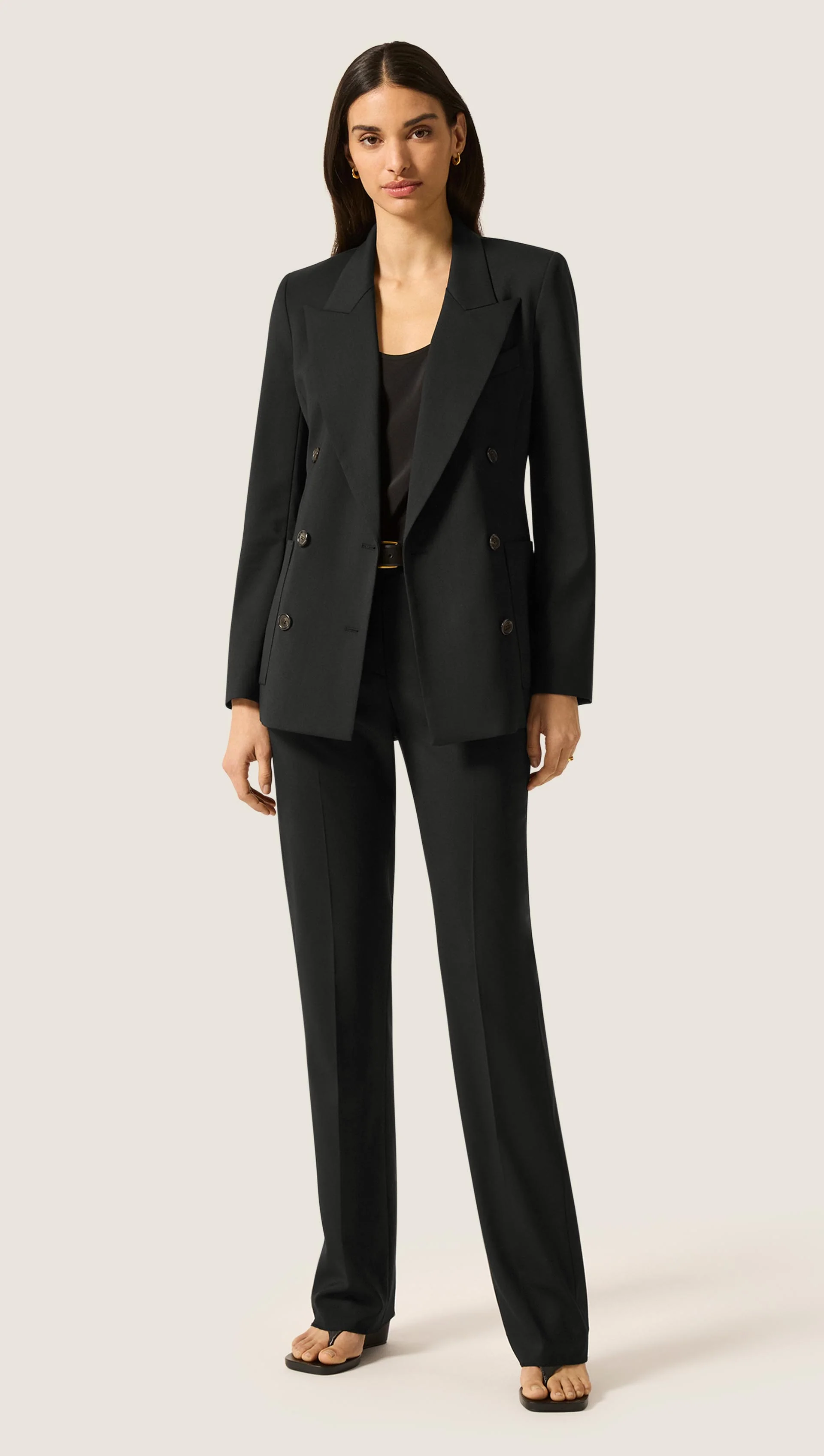 Straight Leg Trouser in Seasonless Wool | Black - Image 7