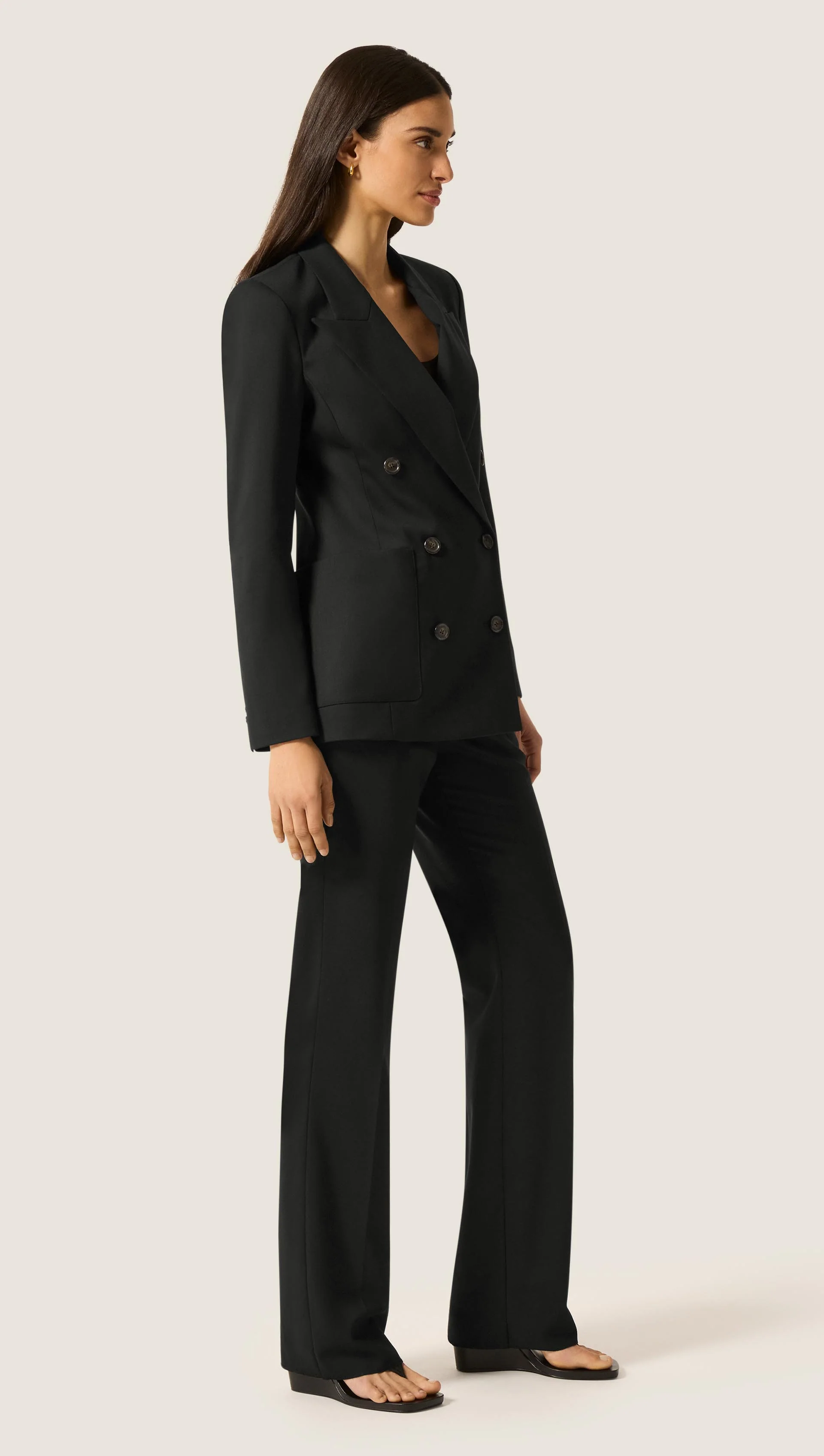 Straight Leg Trouser in Seasonless Wool | Black - Image 8