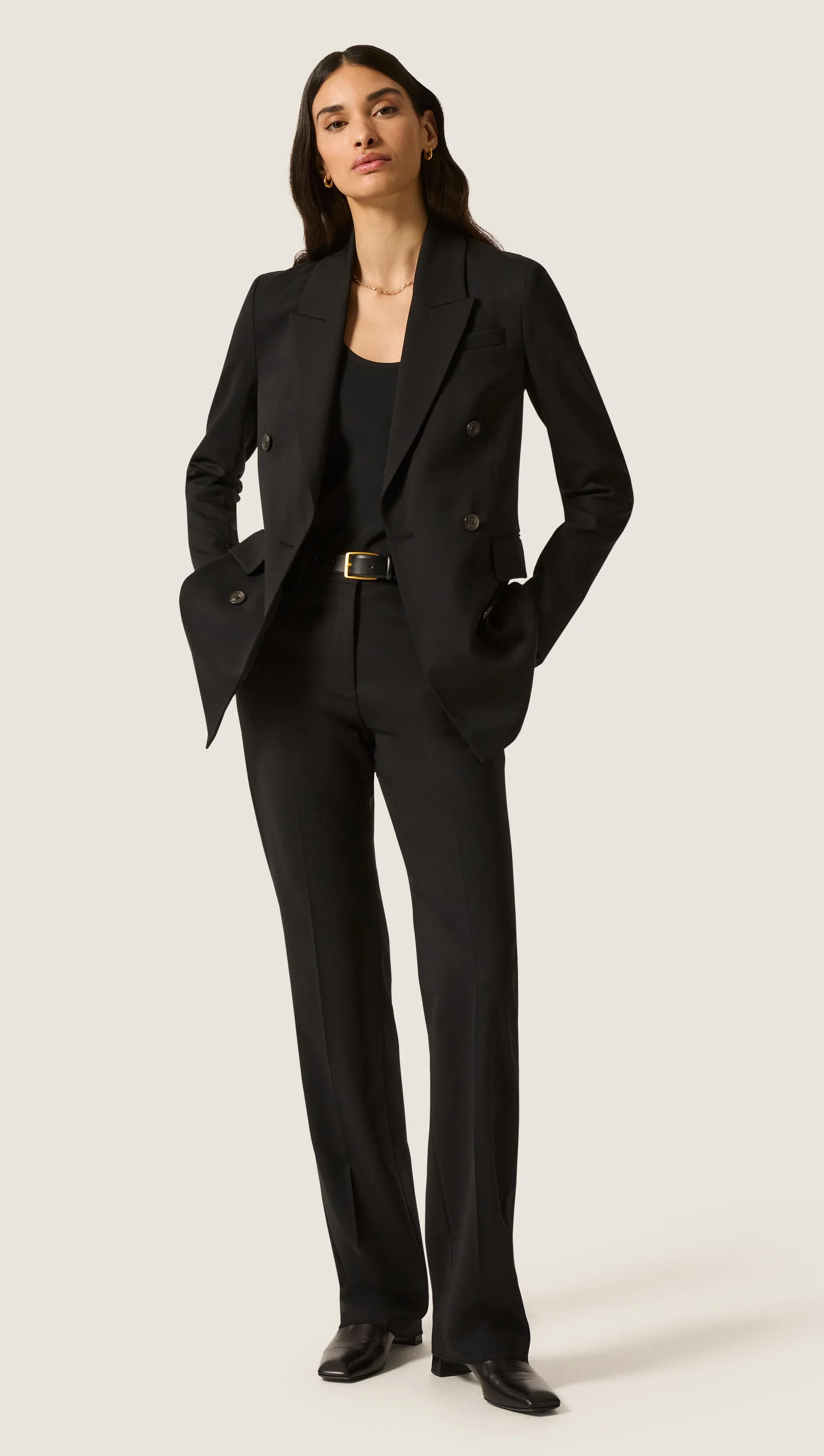 Straight Leg Trouser in Seasonless Wool | Black - Image 9