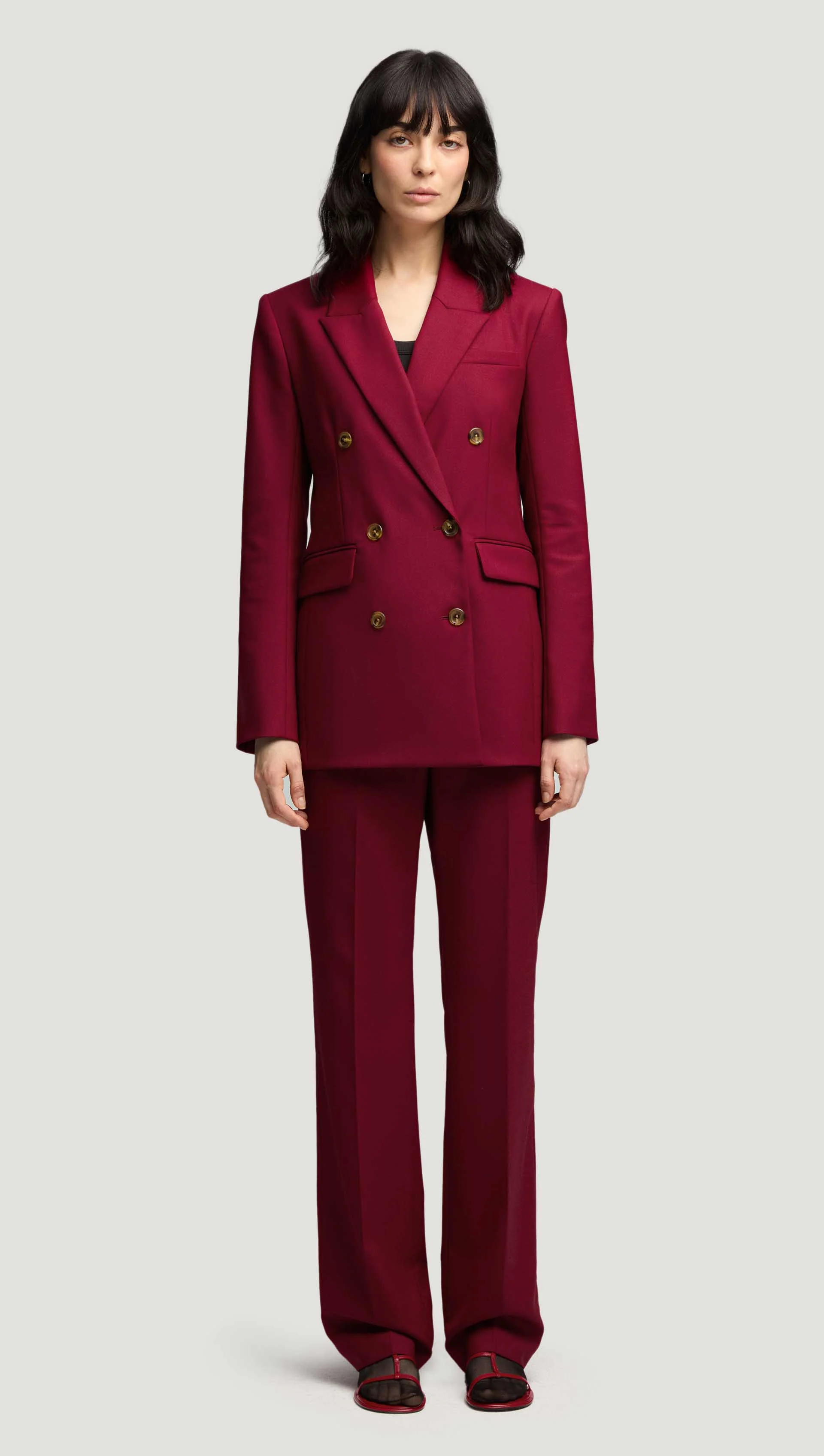 Straight Leg Trouser in Seasonless Wool | Burgundy - Image 4