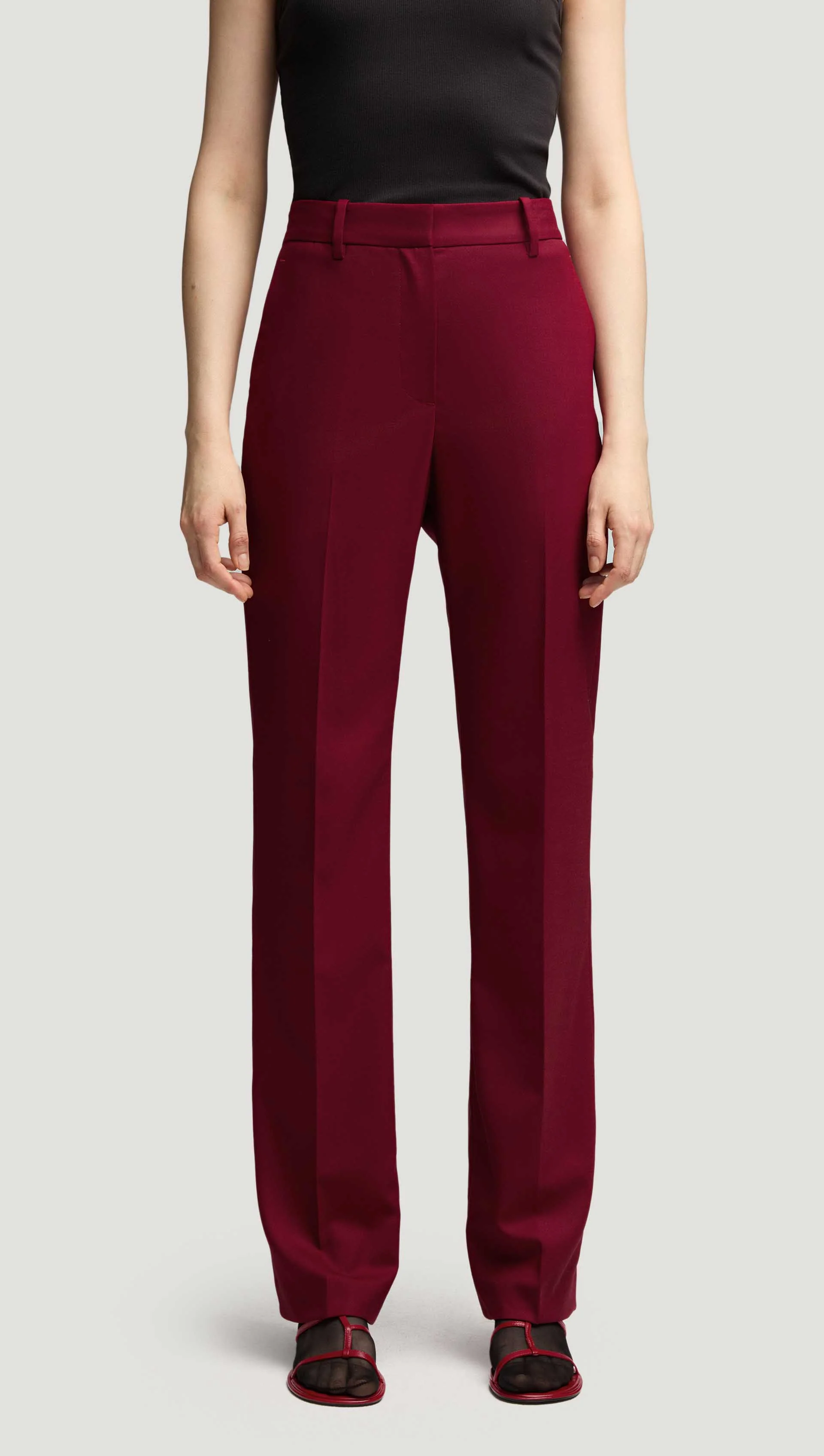Straight Leg Trouser in Seasonless Wool | Burgundy - Image 6