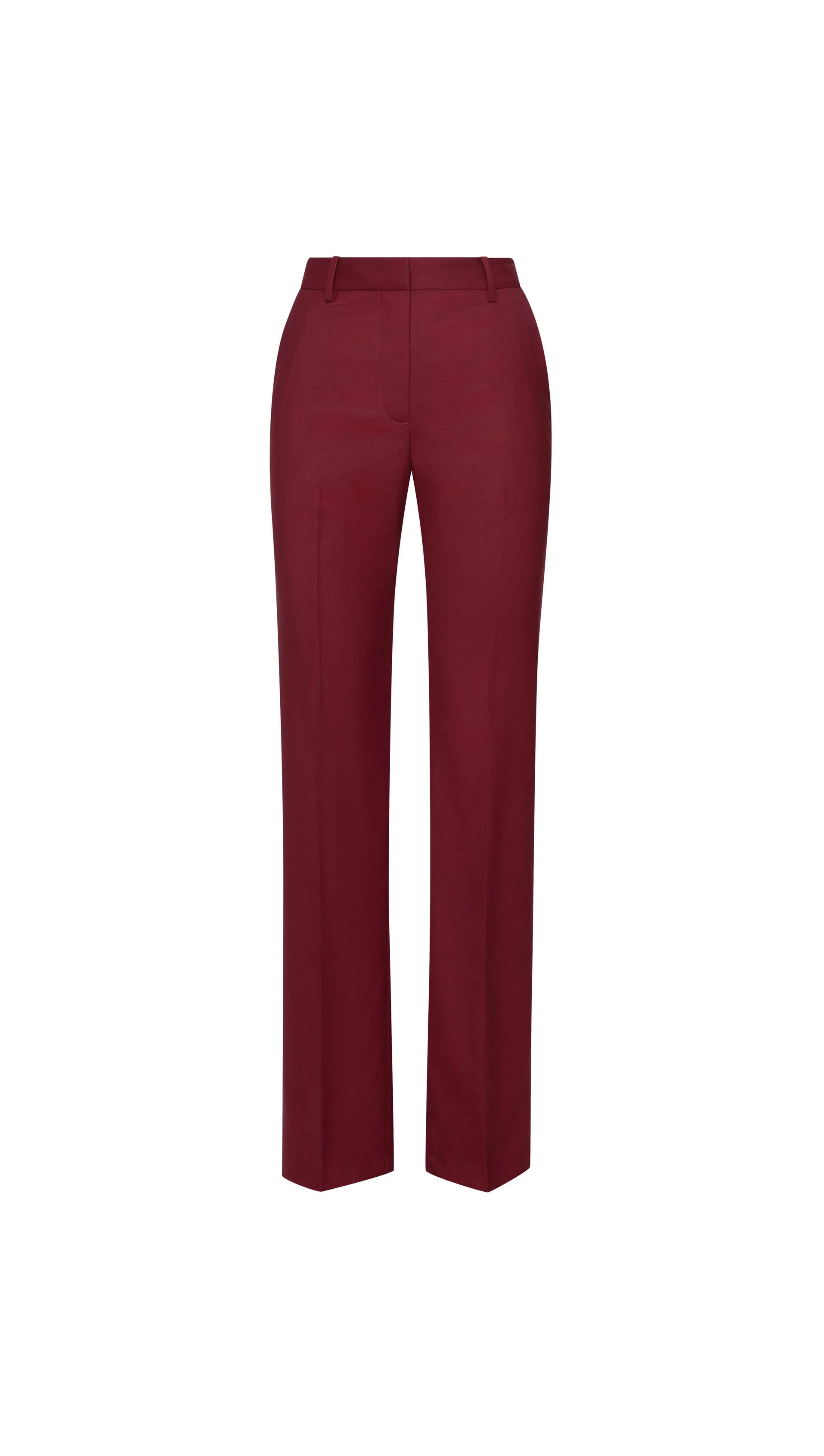 Straight Leg Trouser in Seasonless Wool | Burgundy - Image 8