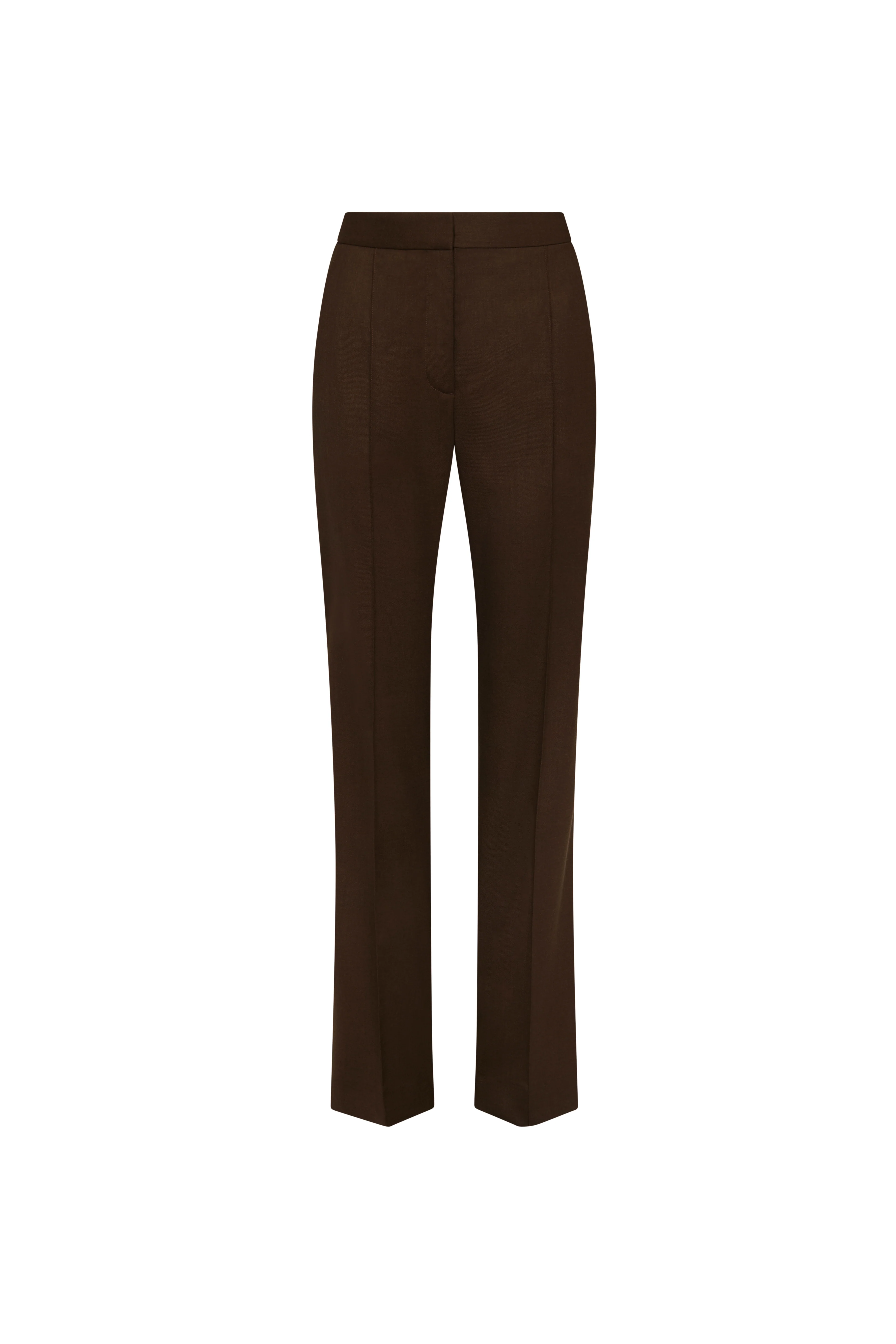 Straight Pintuck Trouser in Seasonless Wool | Espresso - Image 9