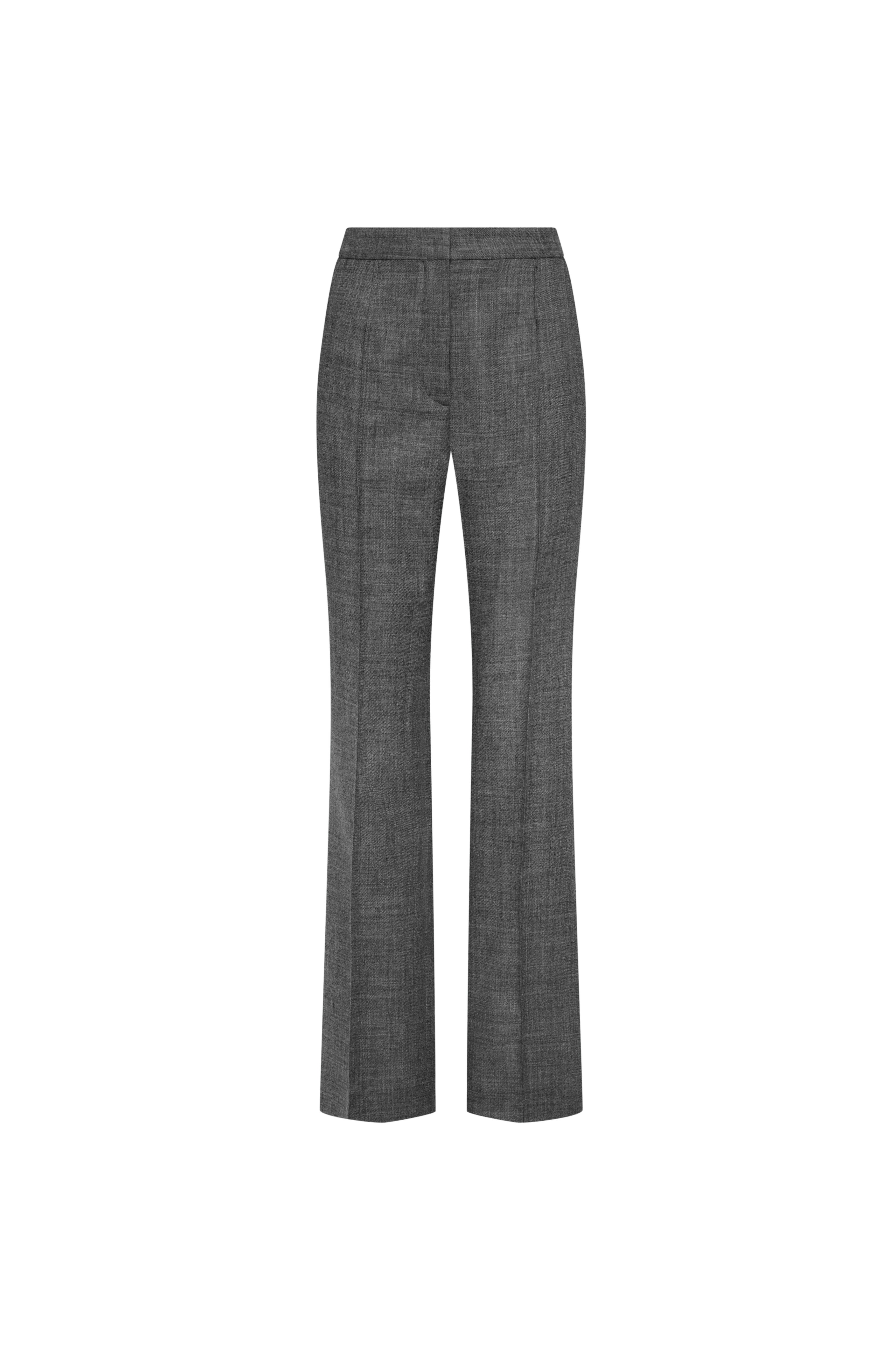 Straight Pintuck Trouser in Textured Wool Twill | Grey Melange - Image 8