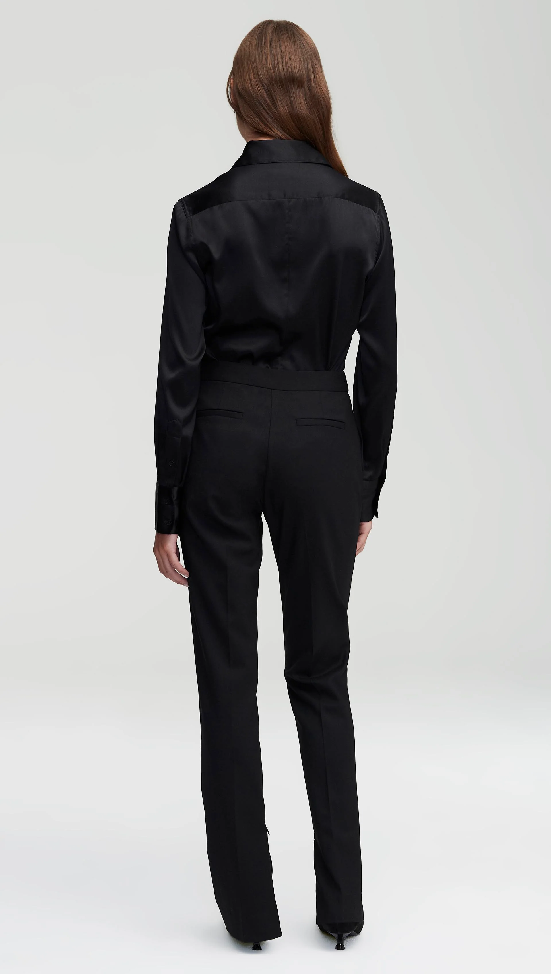 Stretch Blouse in Stretch Silk Satin | Black - Image 5