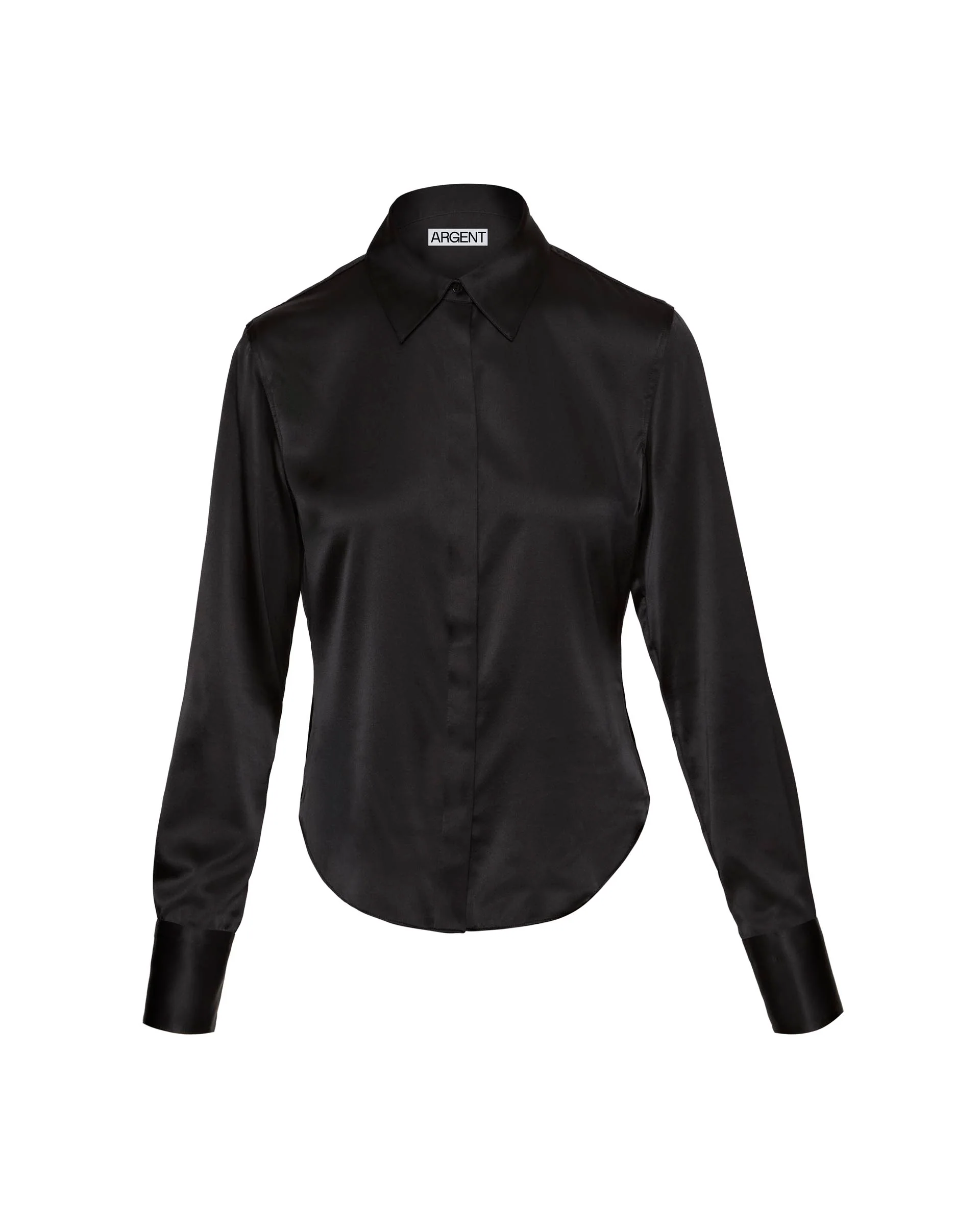 Stretch Blouse in Stretch Silk Satin | Black - Image 6