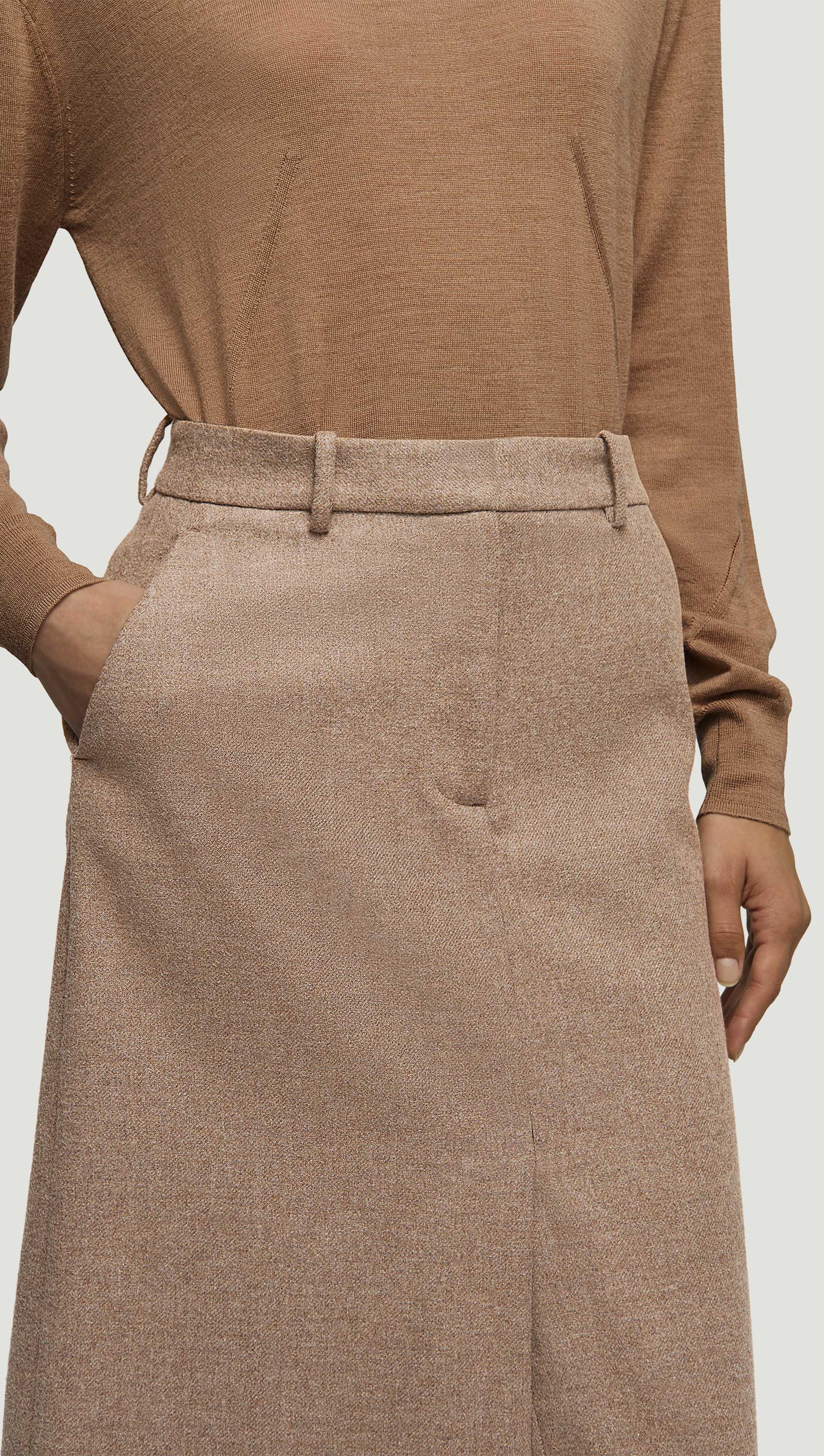 Tailored Skirt in Double-Faced Wool | Oat - Image 5
