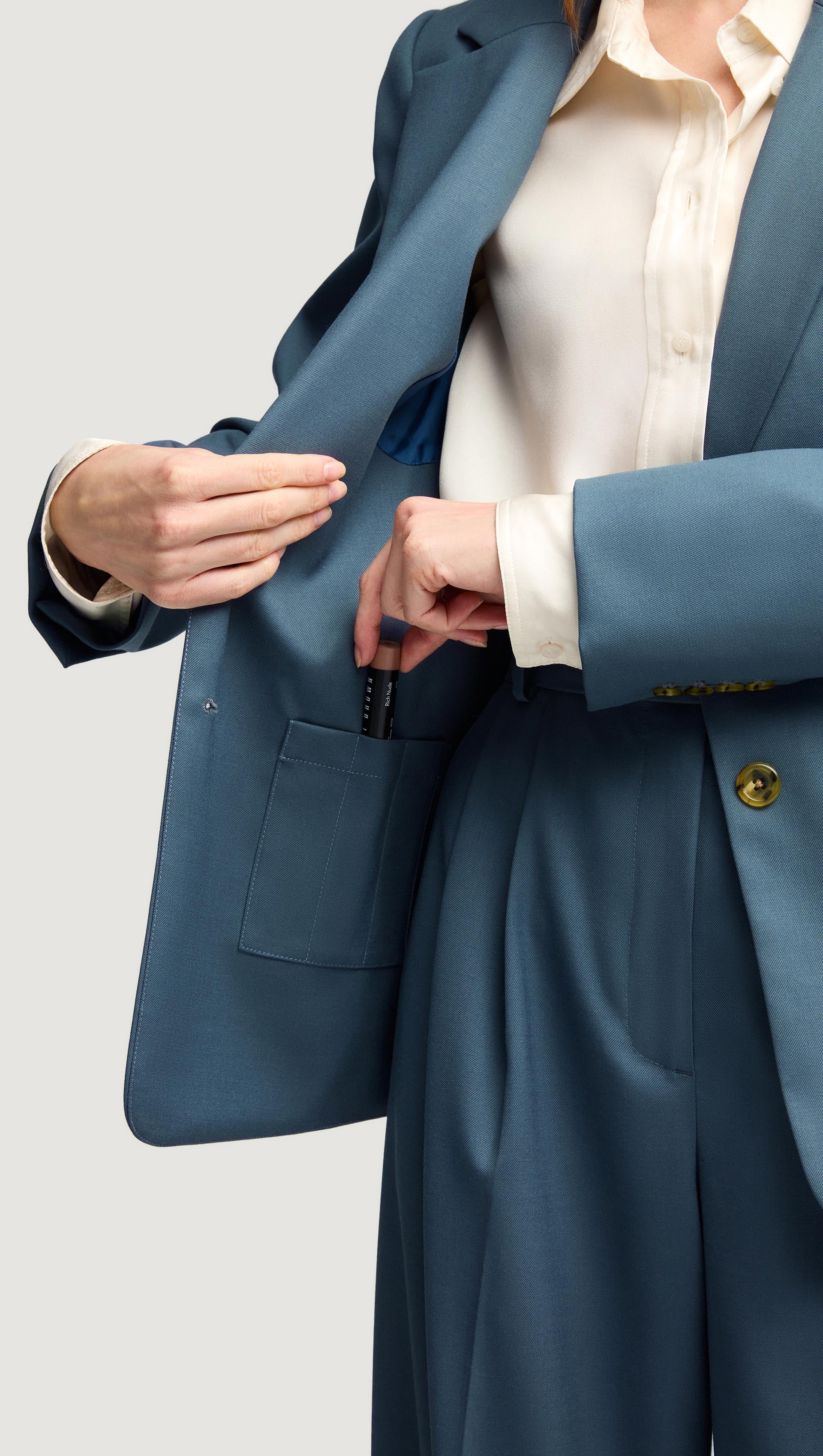 Two-Button Blazer in Seasonless Wool | Stone Blue - Image 6