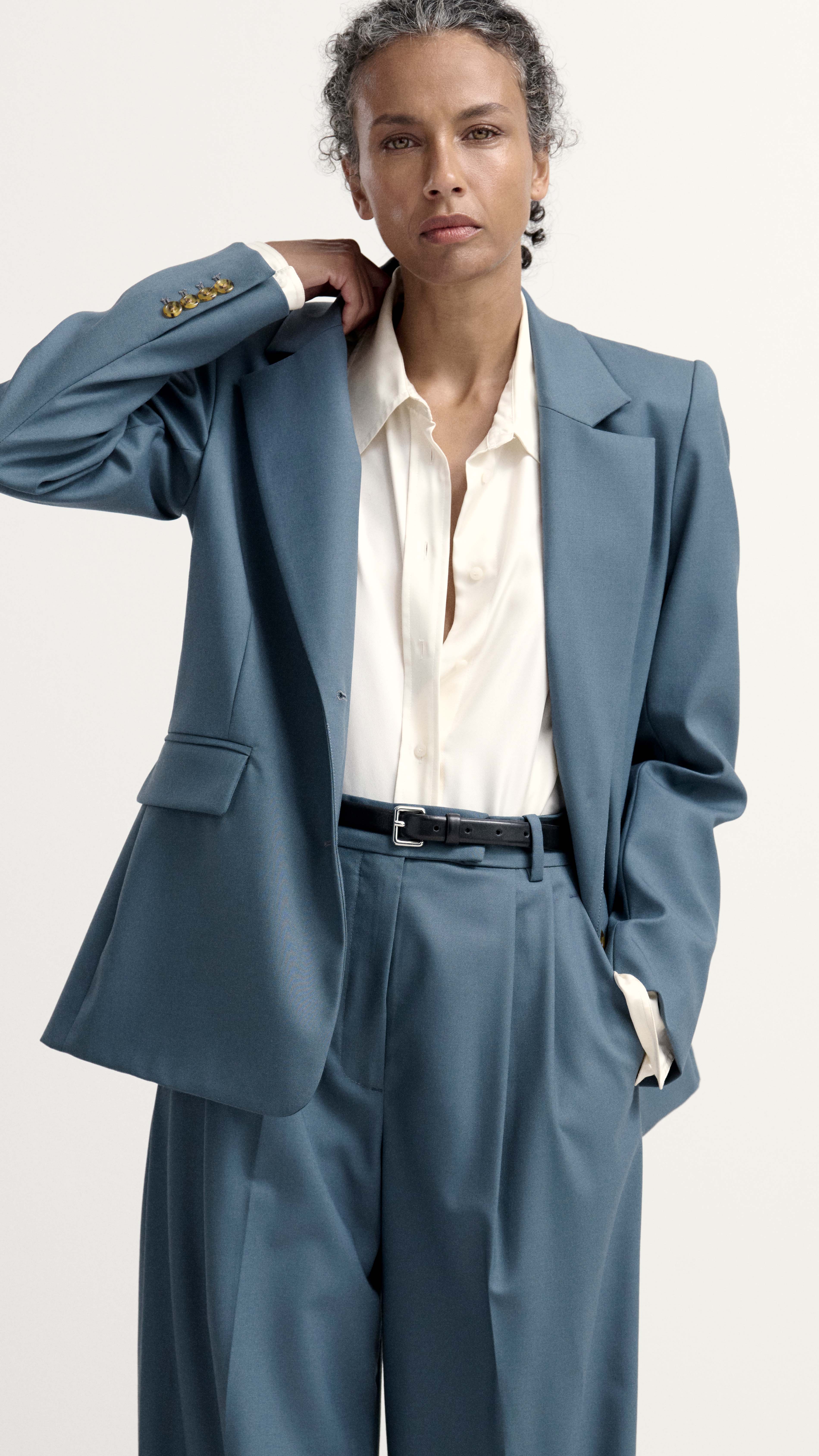 Two-Button Blazer in Seasonless Wool | Stone Blue - Image 9