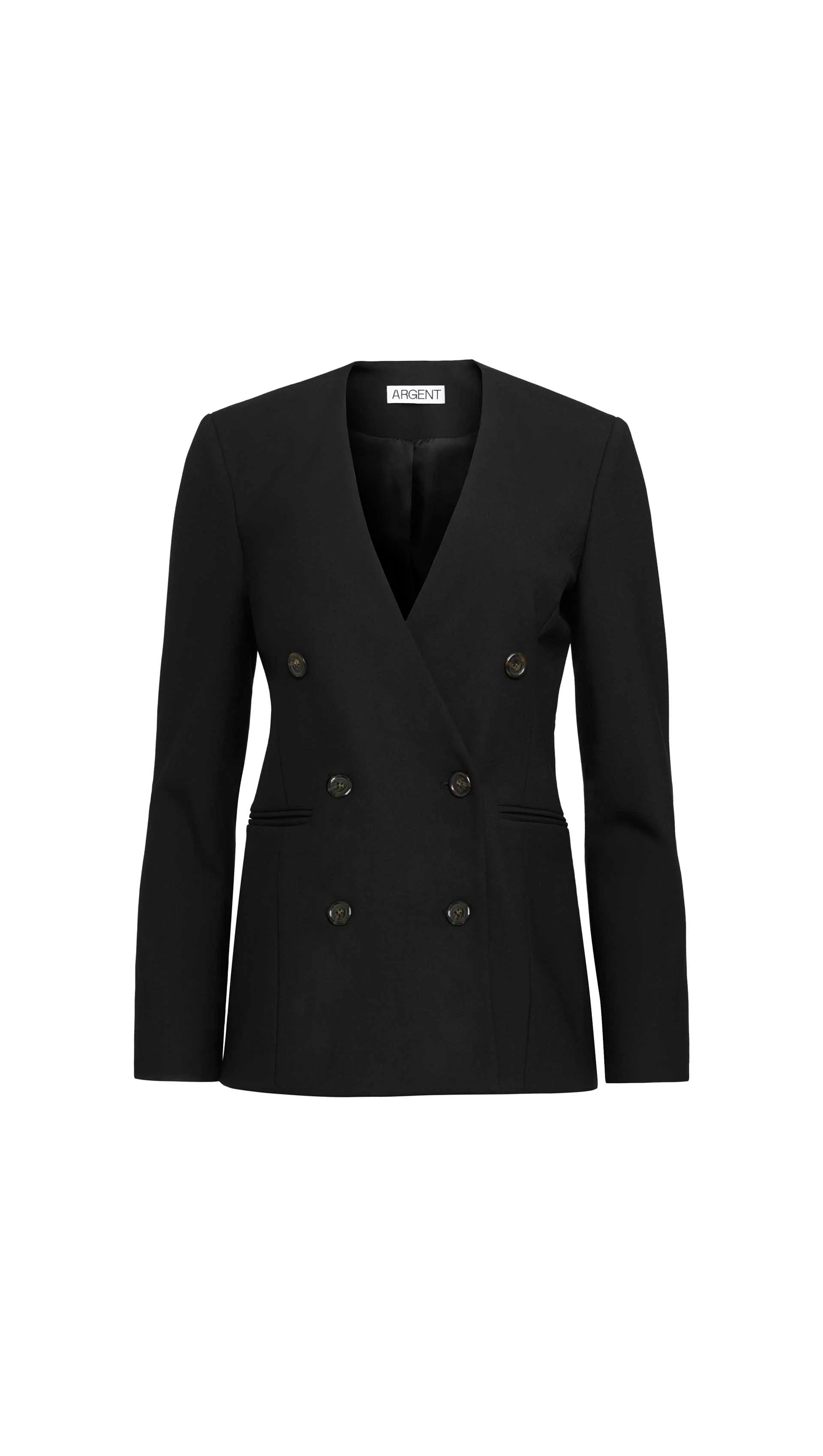 V-Neck Blazer in Heavy Wool Twill | Black - Image 9