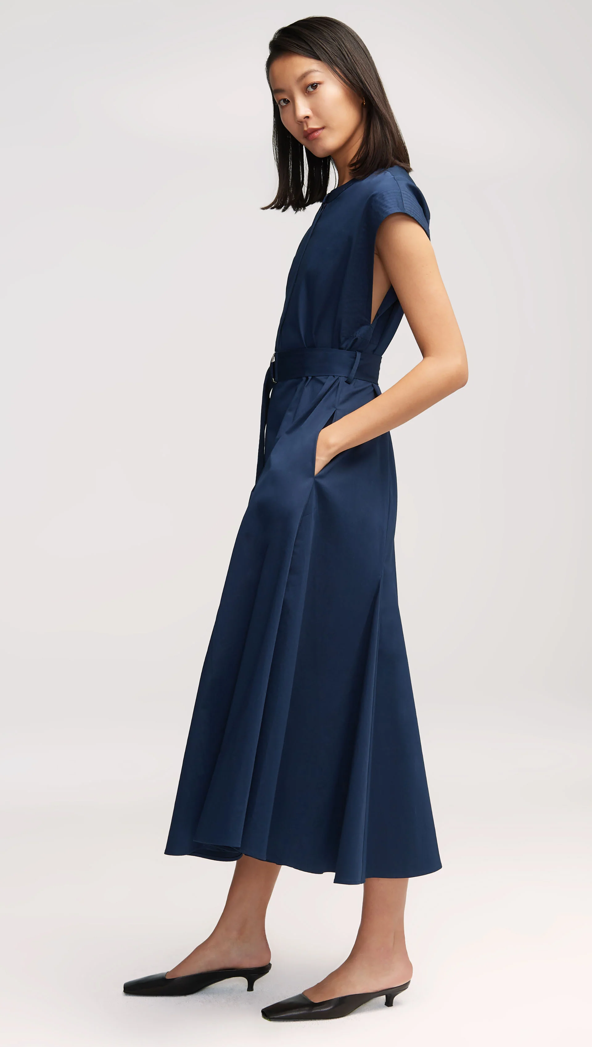 Varick Dress in Cotton Sateen | Midnight - Image 3