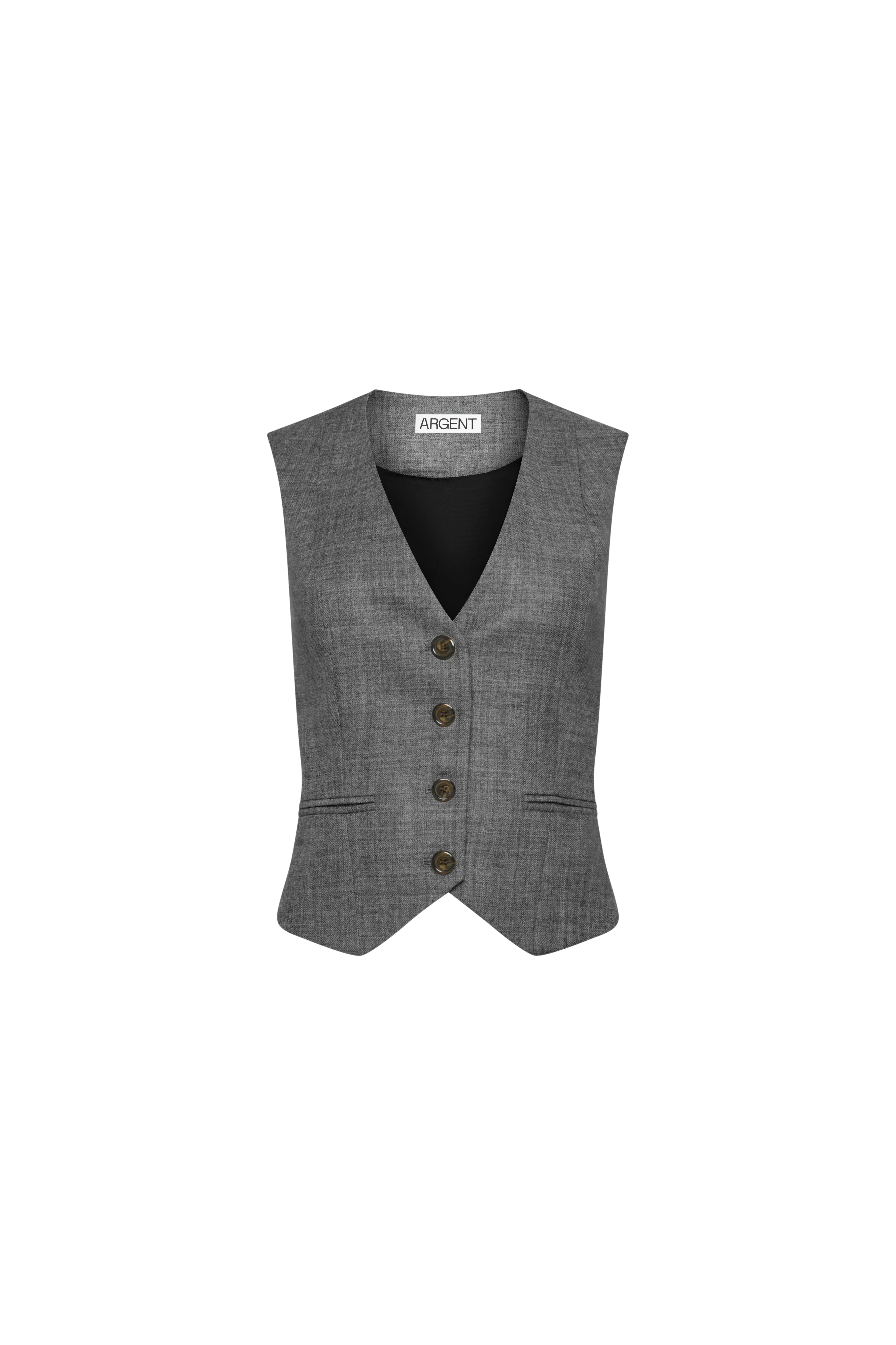 Waistcoat in Textured Wool Twill | Grey Melange - Image 7