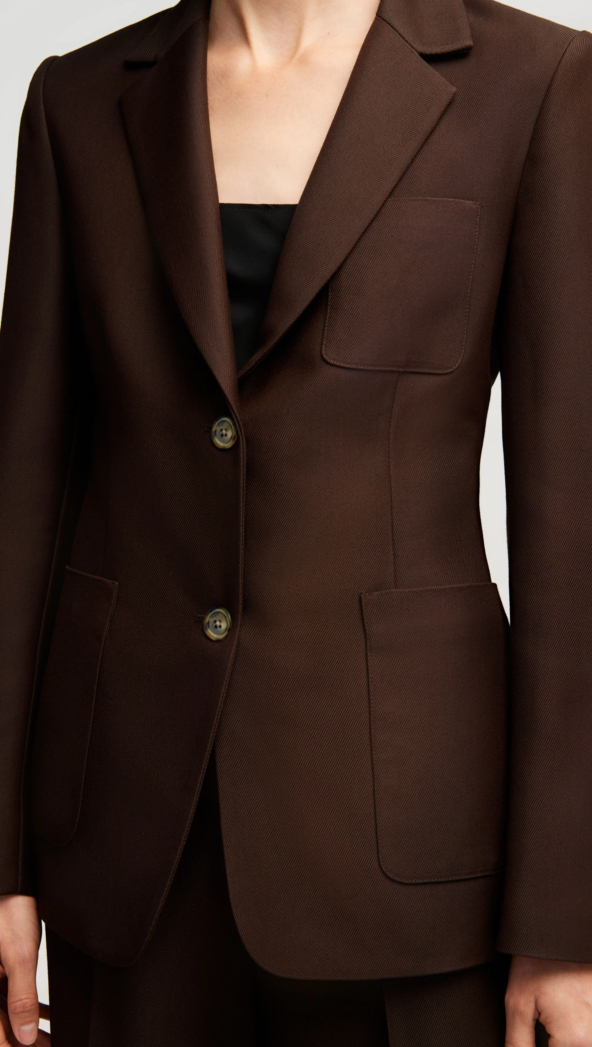 Weekend Blazer in Structured Viscose Twill | Chocolate - Image 4
