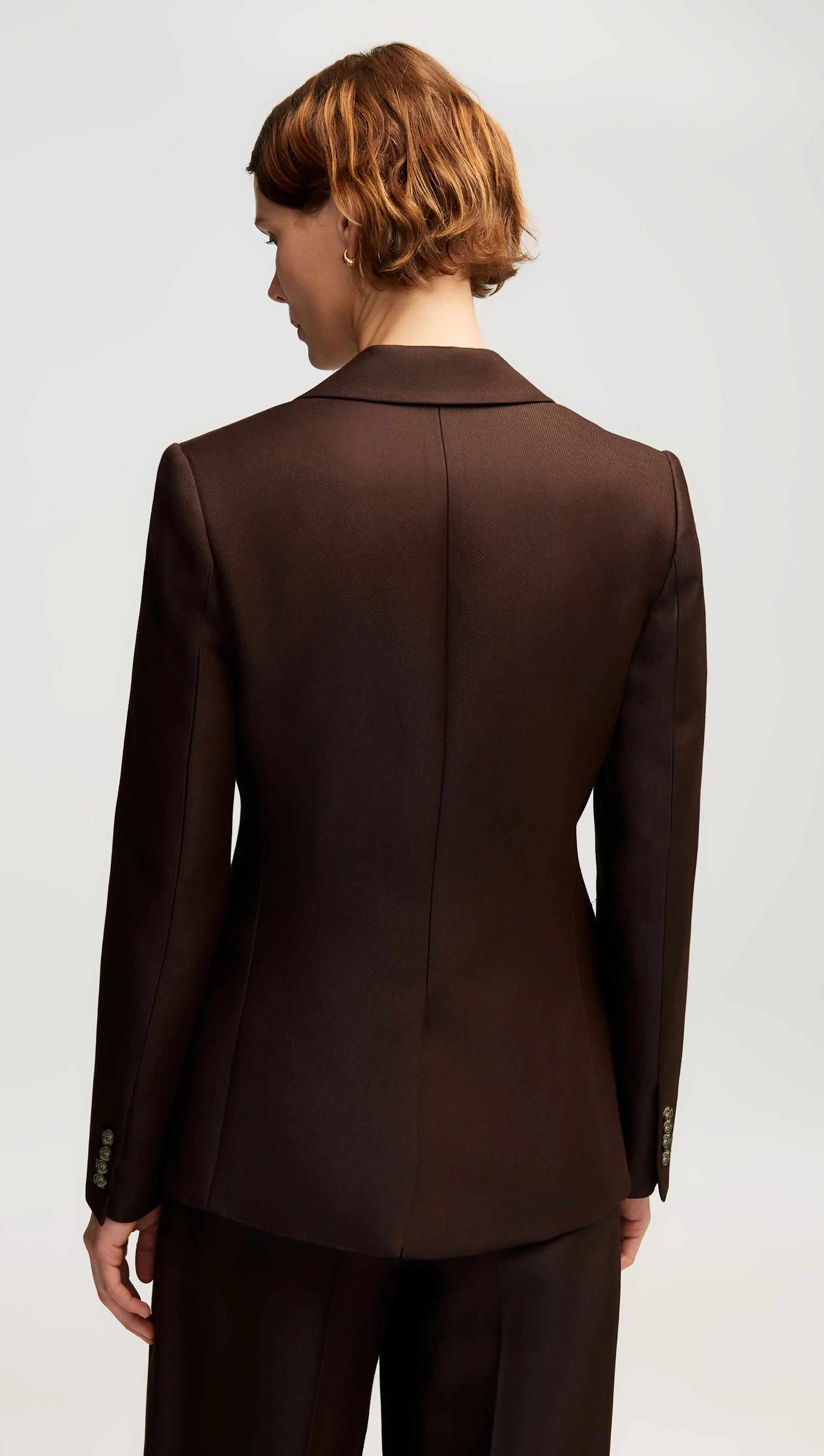 Weekend Blazer in Structured Viscose Twill | Chocolate - Image 5