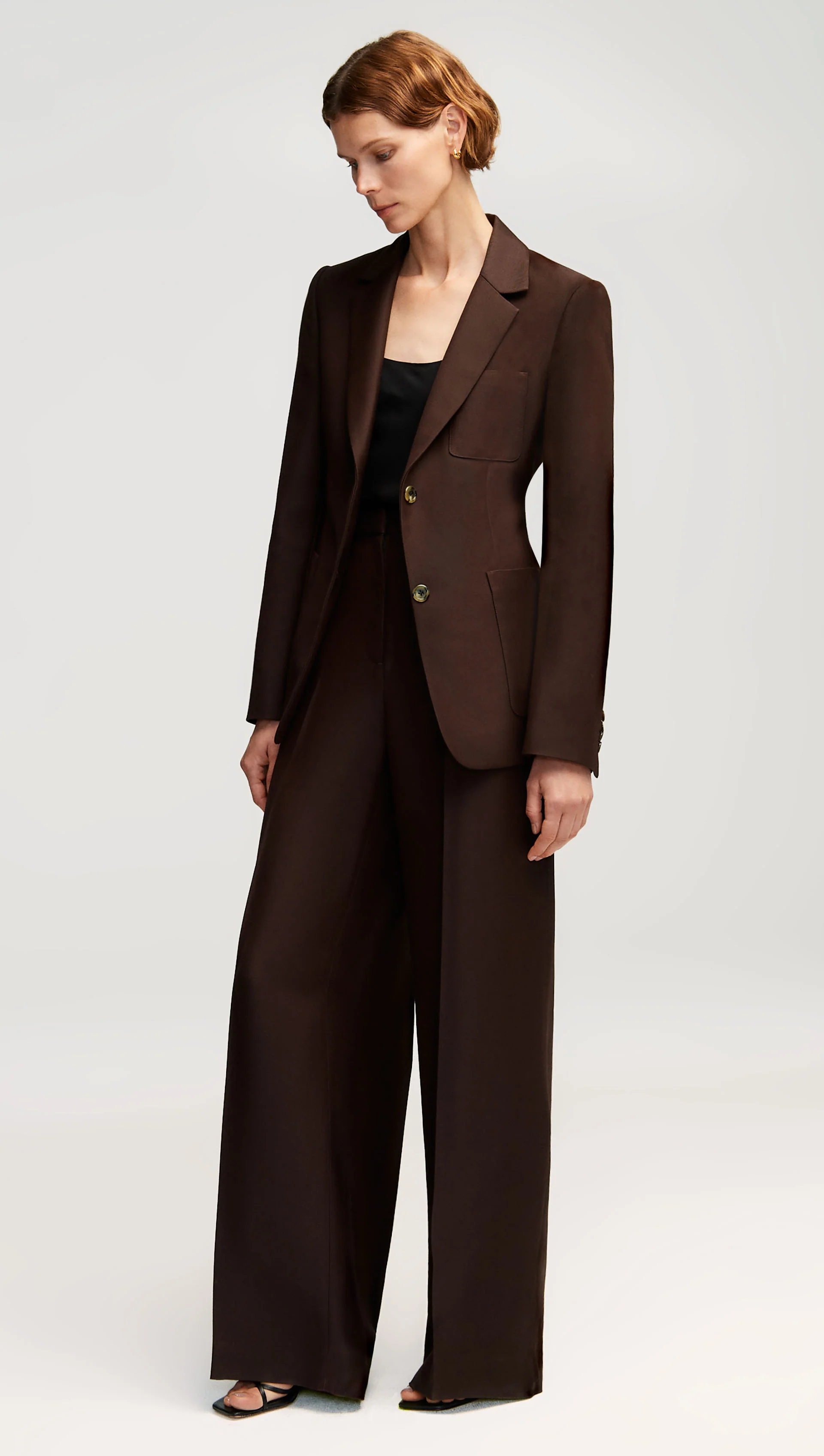 Weekend Blazer in Structured Viscose Twill | Chocolate - Image 6