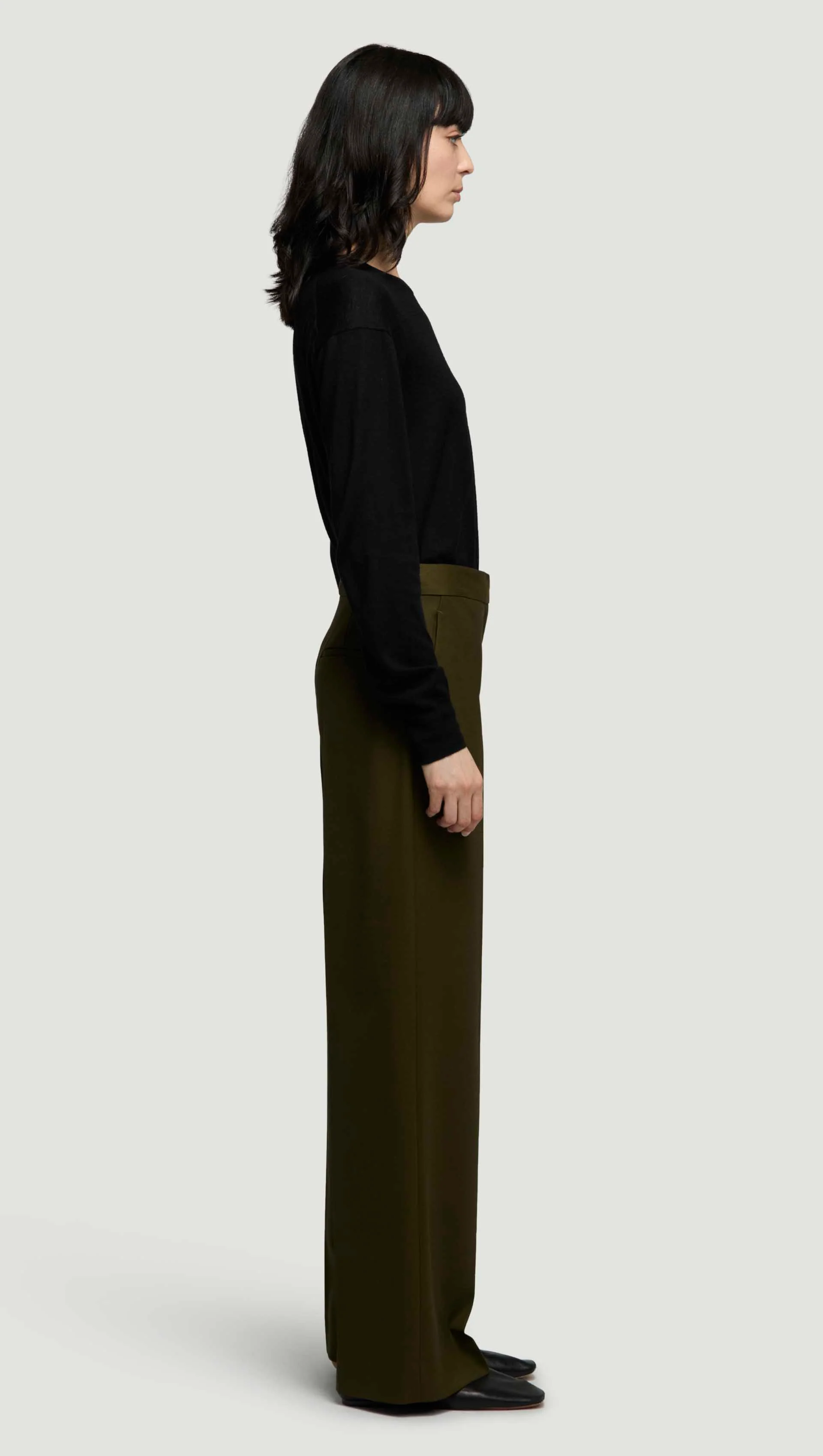 Wide Leg Trouser in Seasonless Wool | Basil - Image 3