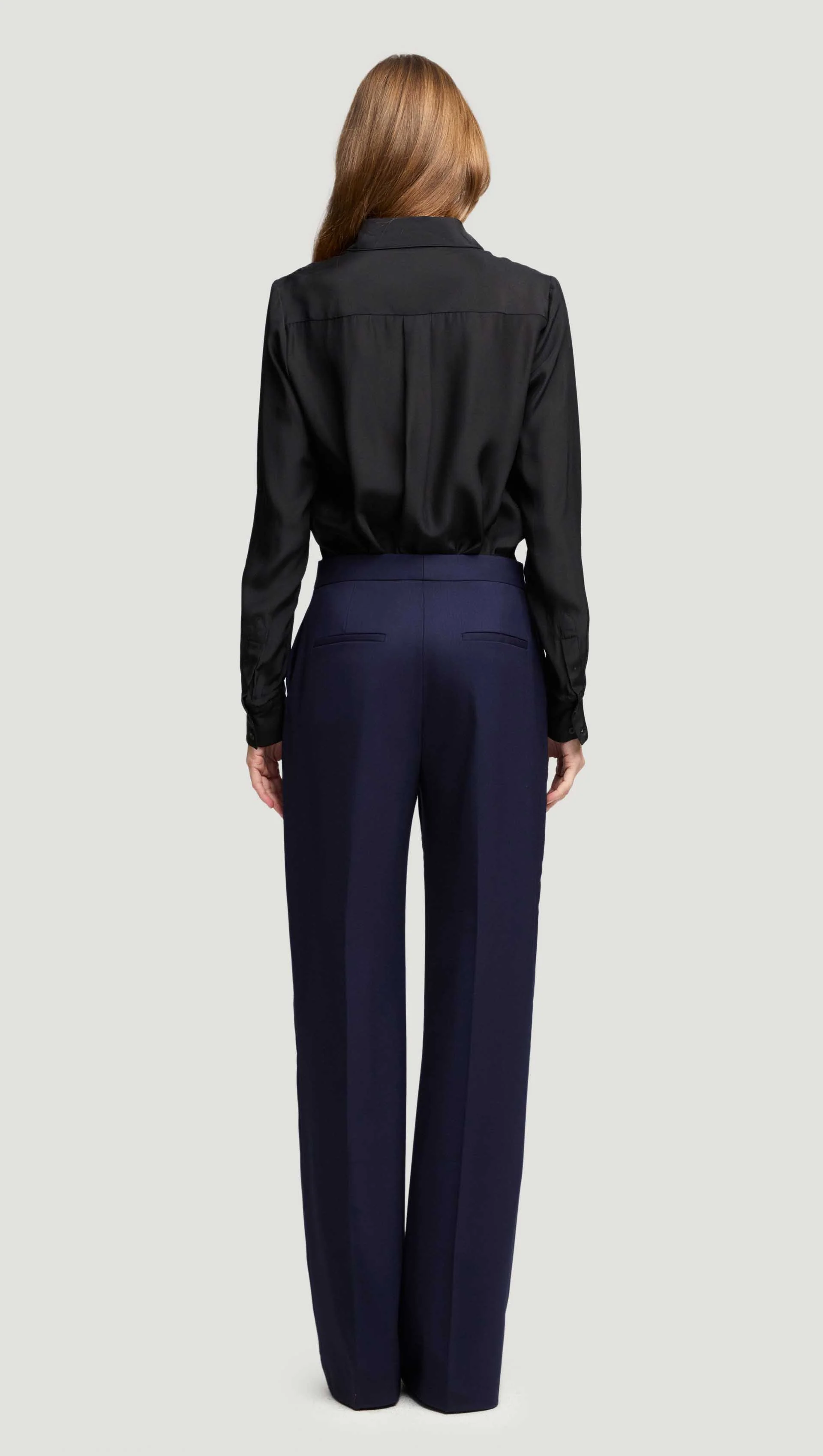 Wide Leg Trouser in Seasonless Wool | Navy - Image 3