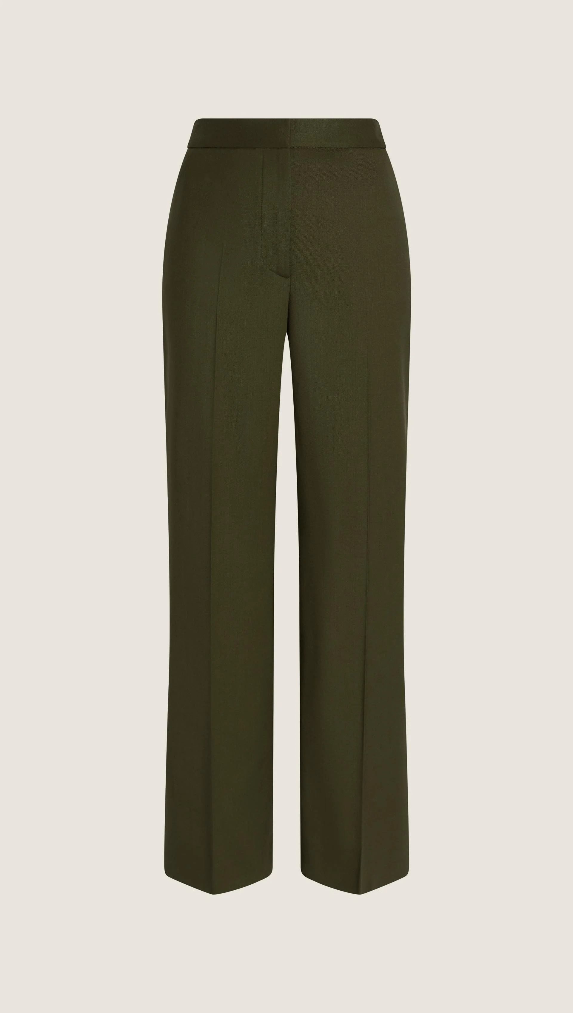 Wide Leg Trouser in Seasonless Wool | Olive - Image 10
