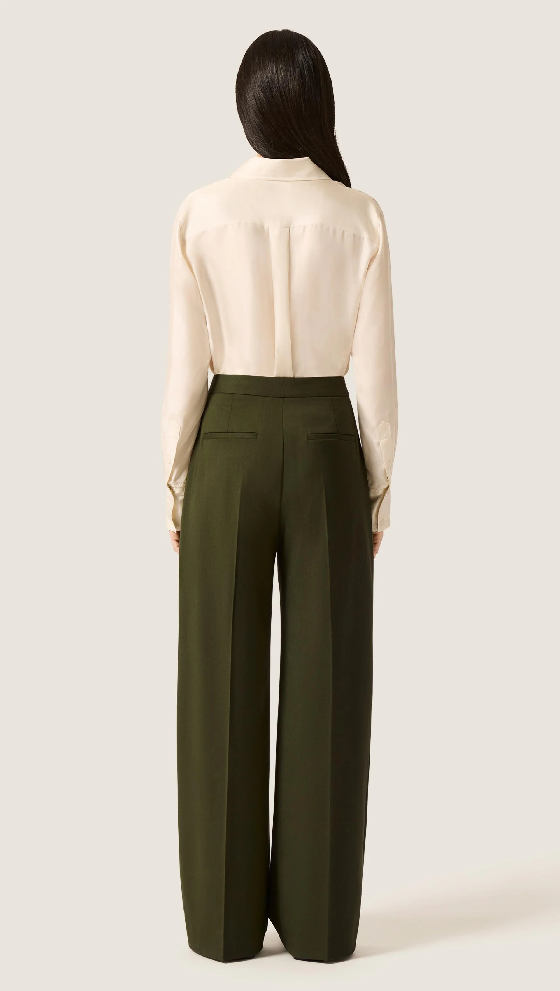 Wide Leg Trouser in Seasonless Wool | Olive - Image 5